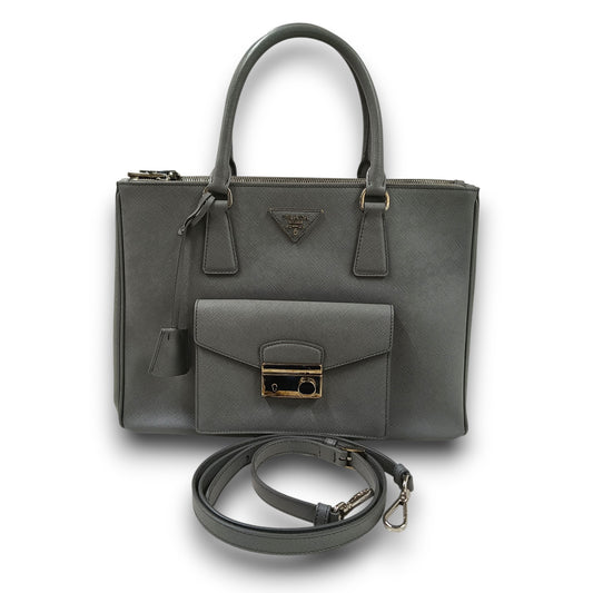 PRADA 2WAY Bag GALLERIA BN2674 Rank (B) Gray 14/A