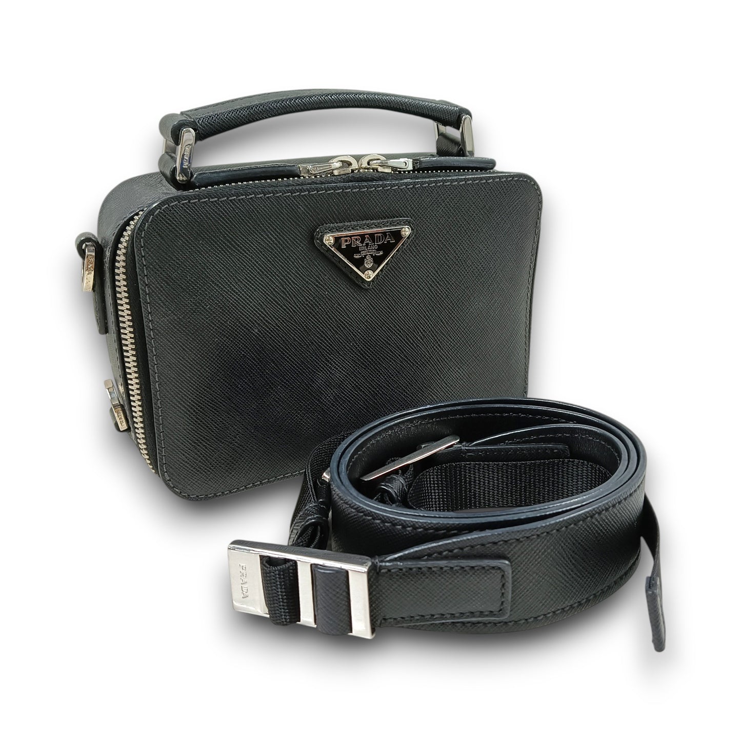 PRADA Shoulder Bag 2VH070 Rank (B) Black 56/9 Saffiano Travel