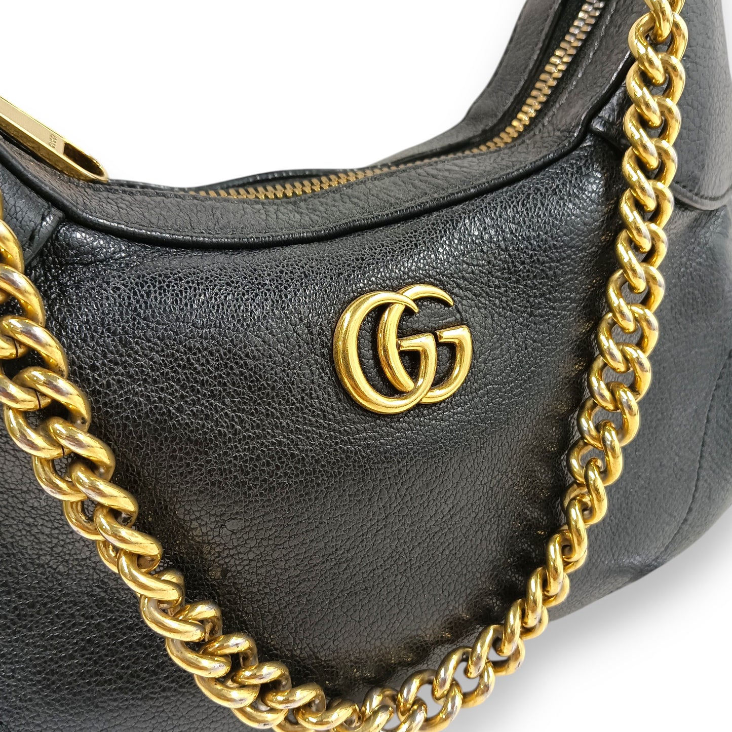 GUCCI Handbag 731817 Rank (B) Black/Gold Damage Inside 493075