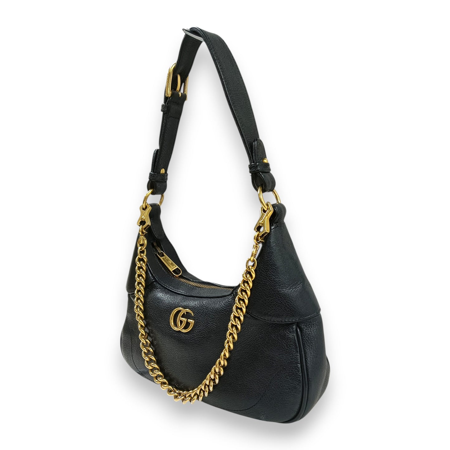 GUCCI Handbag 731817 Rank (B) Black/Gold Damage Inside 493075