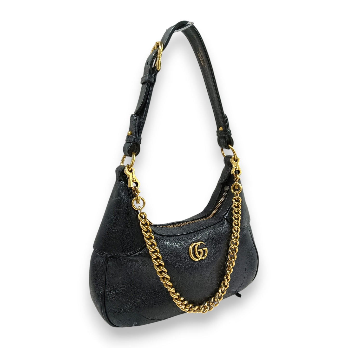 GUCCI Handbag 731817 Rank (B) Black/Gold Damage Inside 493075