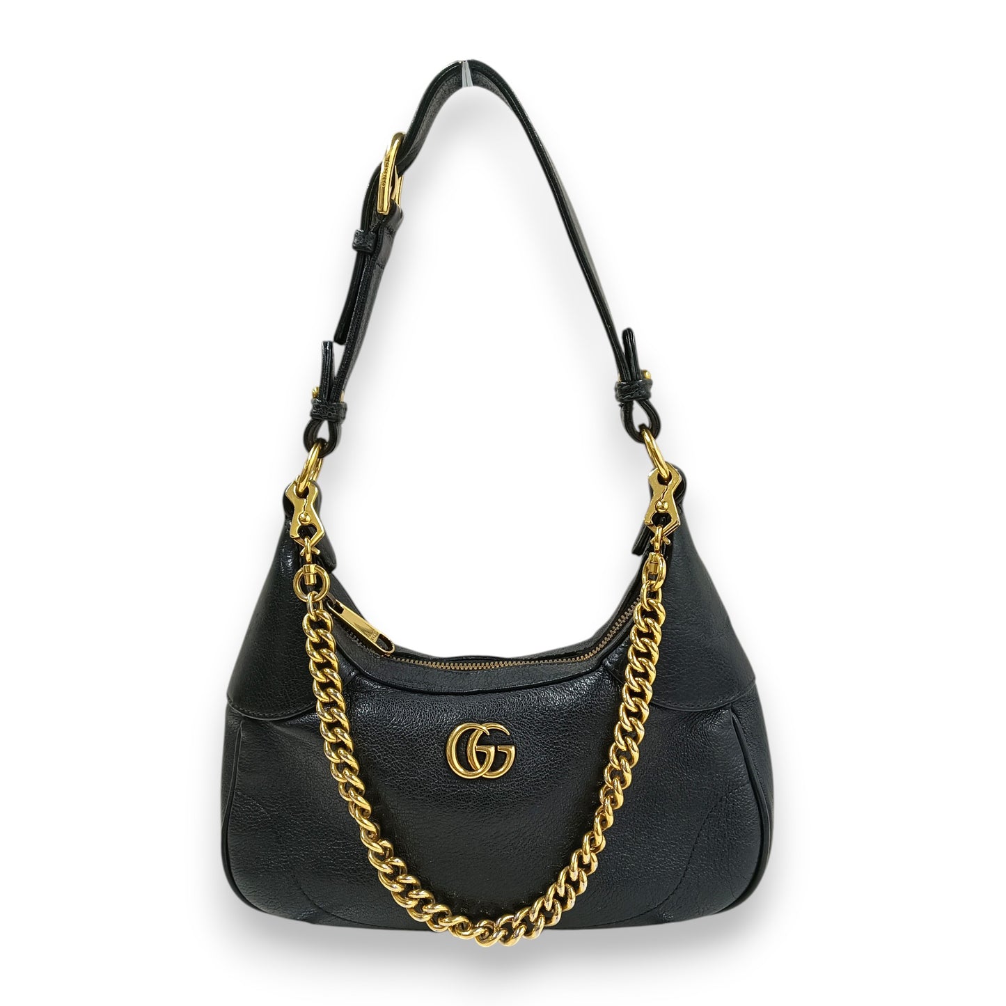 GUCCI Handbag 731817 Rank (B) Black/Gold Damage Inside 493075