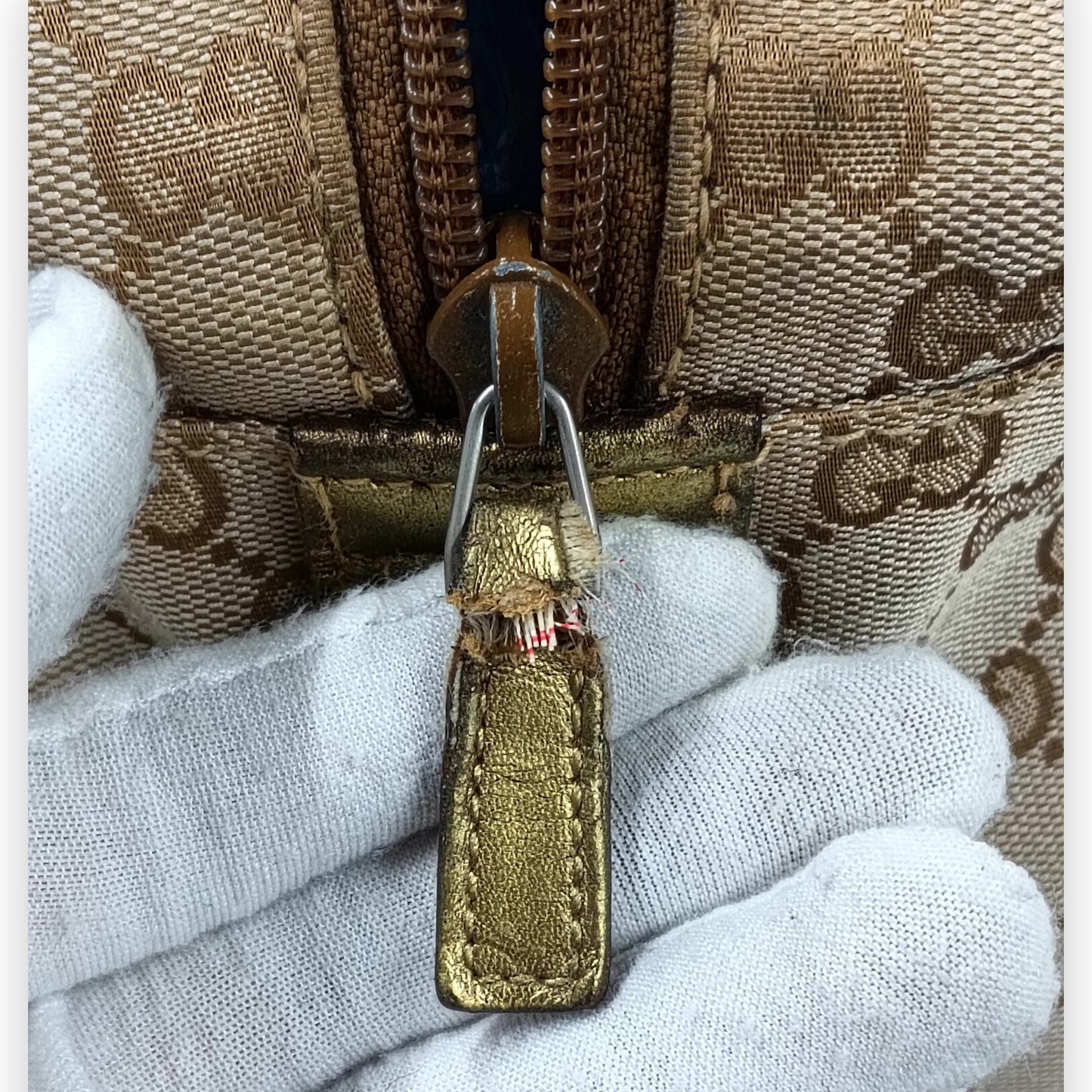 GUCCI Boston Bag 153240 491404 Rank (BC) Beige Damage/Stain