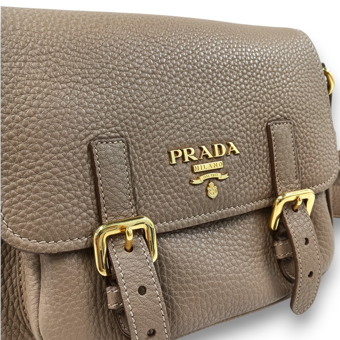 PRADA Shoulder Bag Vitello Daino Rank (AB) Brown 158