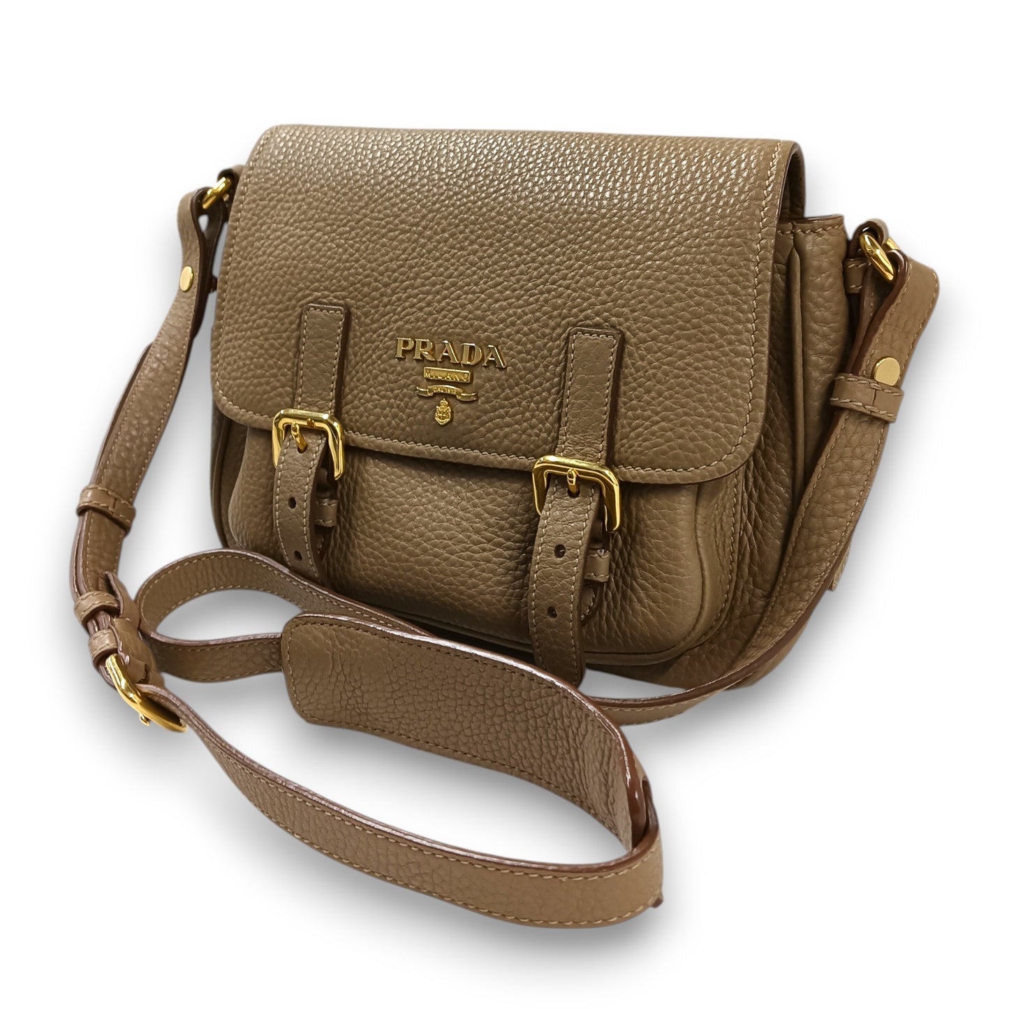 PRADA Shoulder Bag Vitello Daino Rank (AB) Brown 158