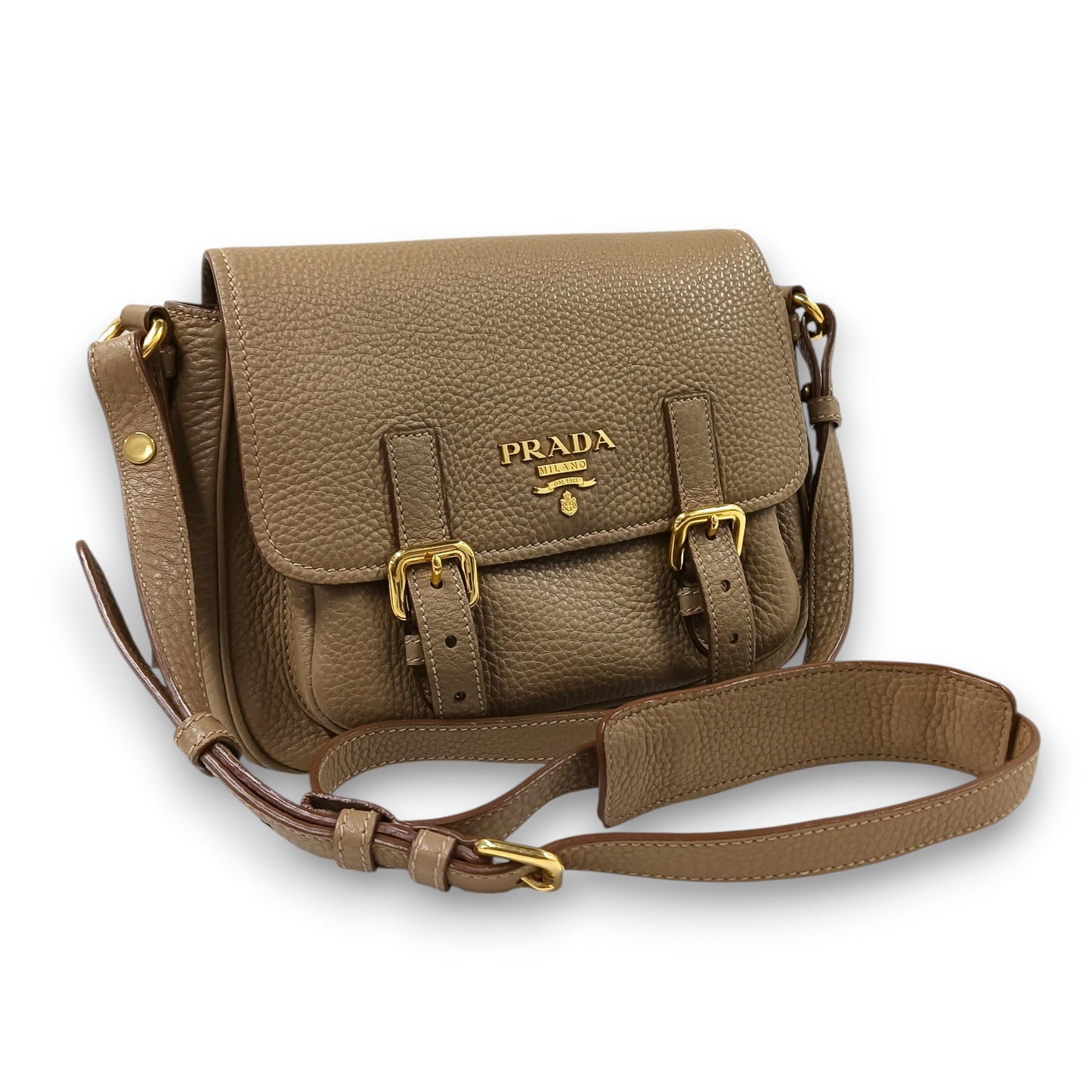 PRADA Shoulder Bag Vitello Daino Rank (AB) Brown 158