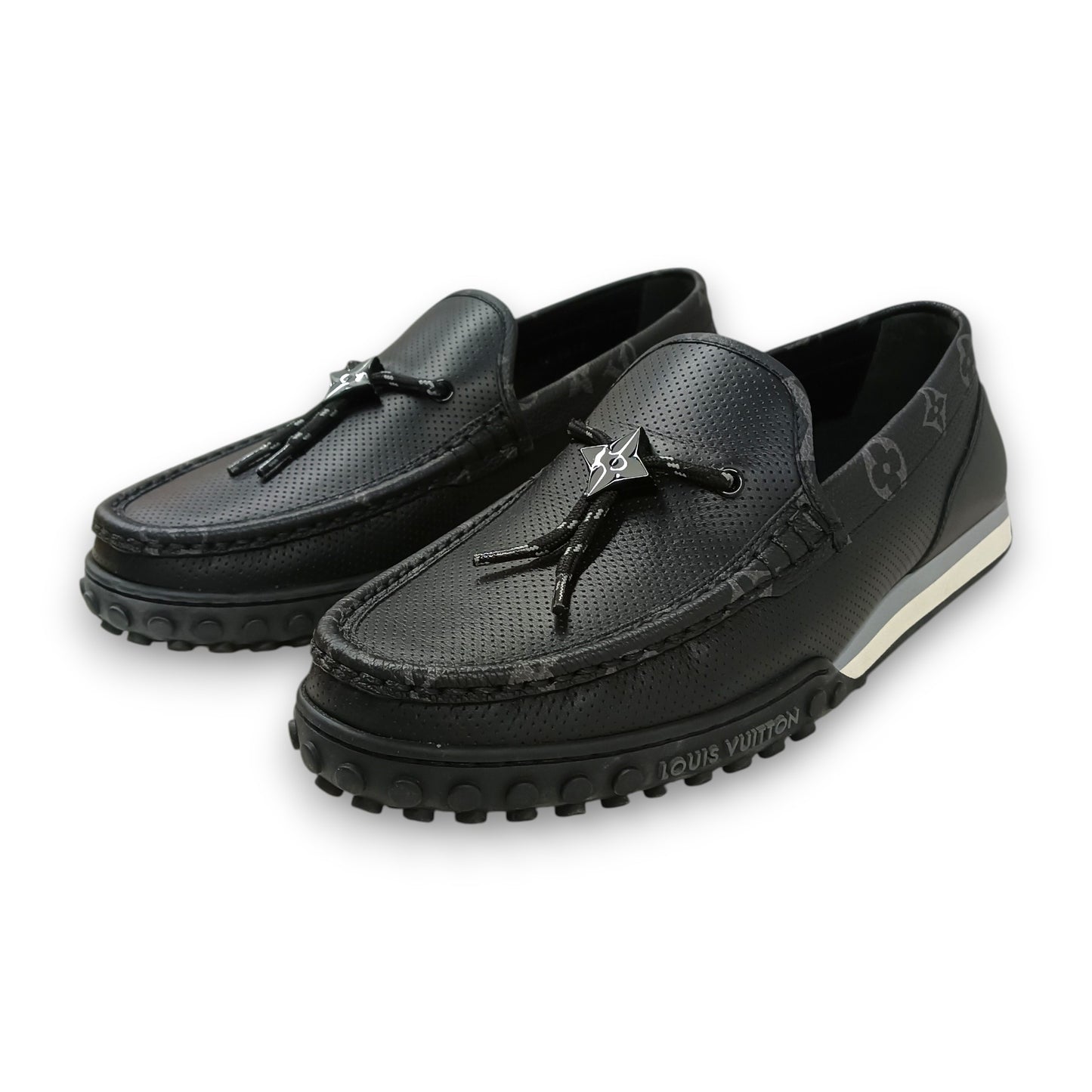 LOUIS VUITTON Loafers 7 Mens Black Rank (AB) ND 0212