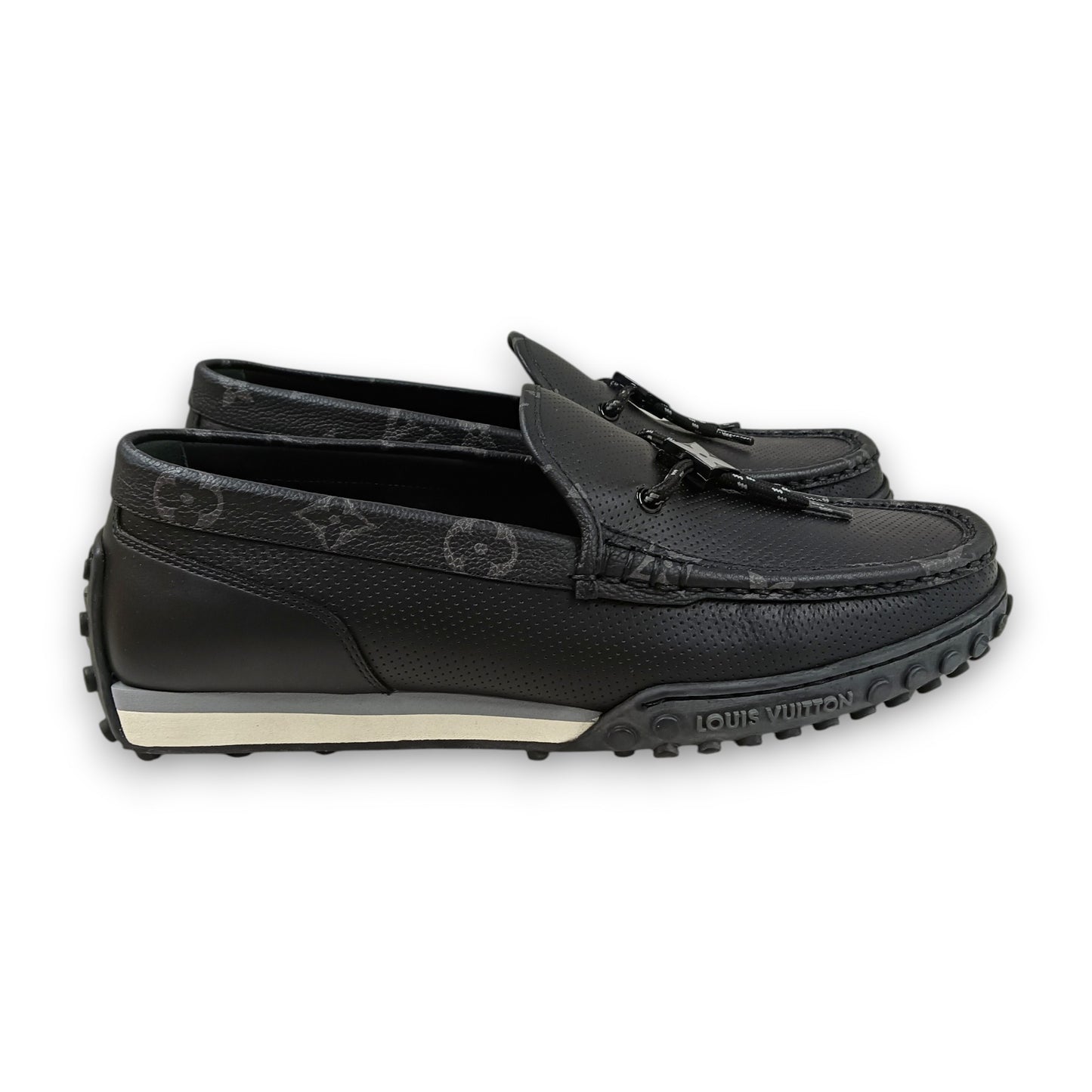 LOUIS VUITTON Loafers 7 Mens Black Rank (AB) ND 0212