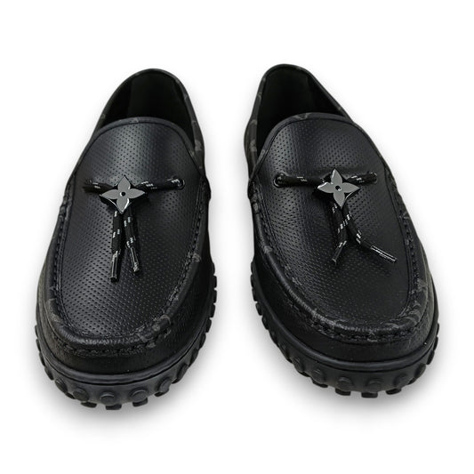 LOUIS VUITTON Loafers 7 Mens Black Rank (AB) ND 0212