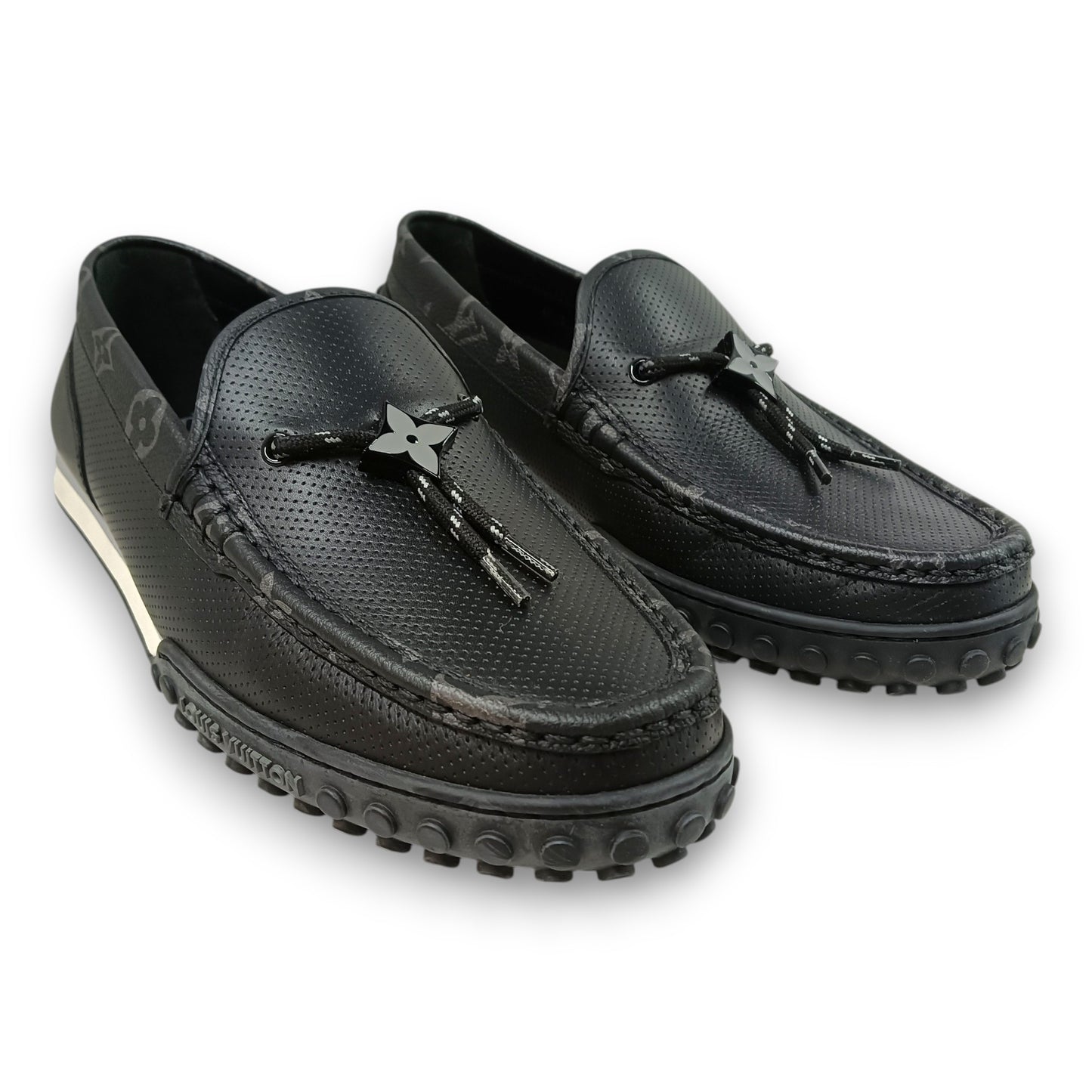 LOUIS VUITTON Loafers 7 Mens Black Rank (AB) ND 0212