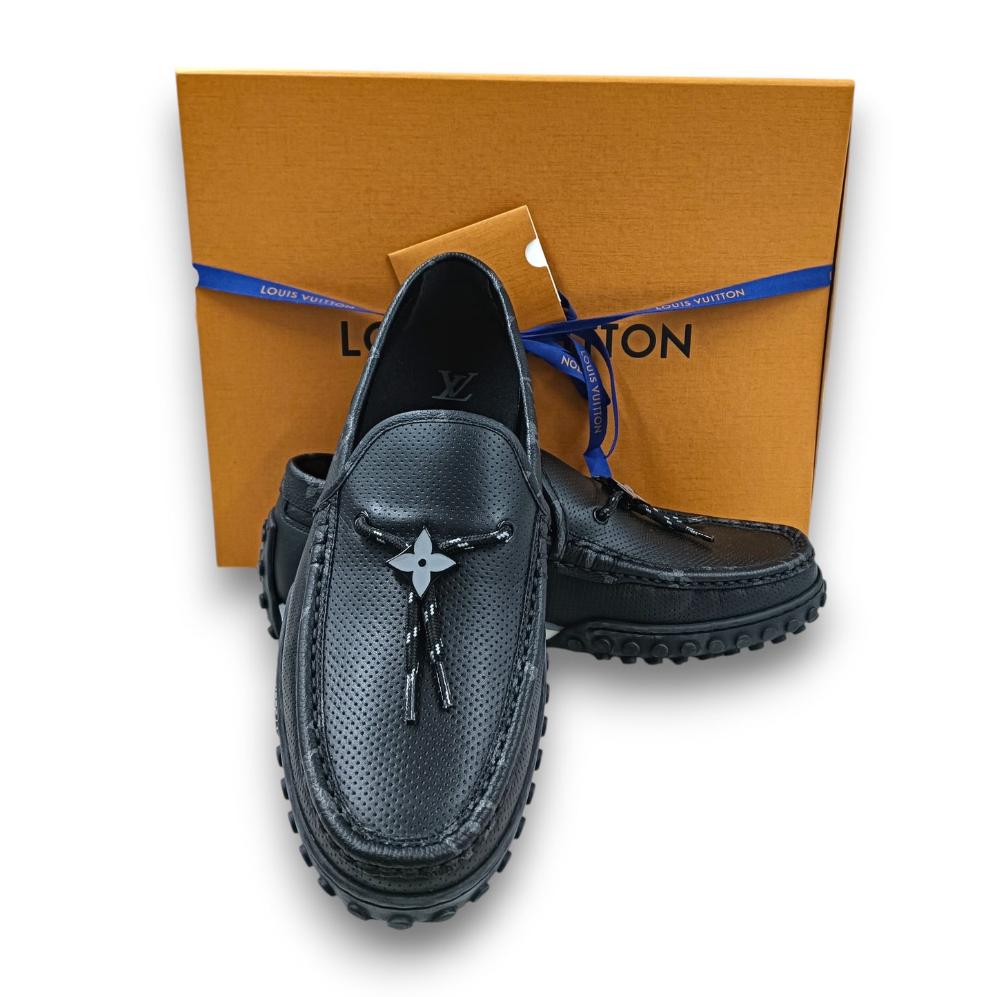 LOUIS VUITTON Loafers 7 Mens Black Rank (AB) ND 0212