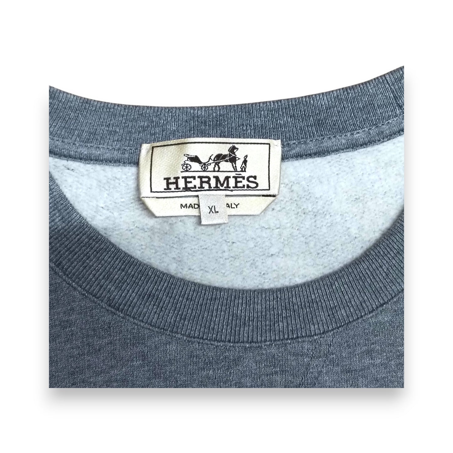 HERMES Long-sleeved T-shirt Size XL Mens Gray Rank (B) Stain