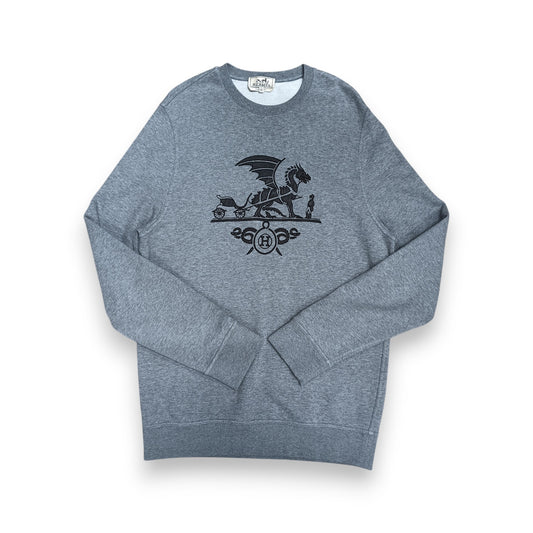 HERMES Long-sleeved T-shirt Size XL Mens Gray Rank (B) Stain