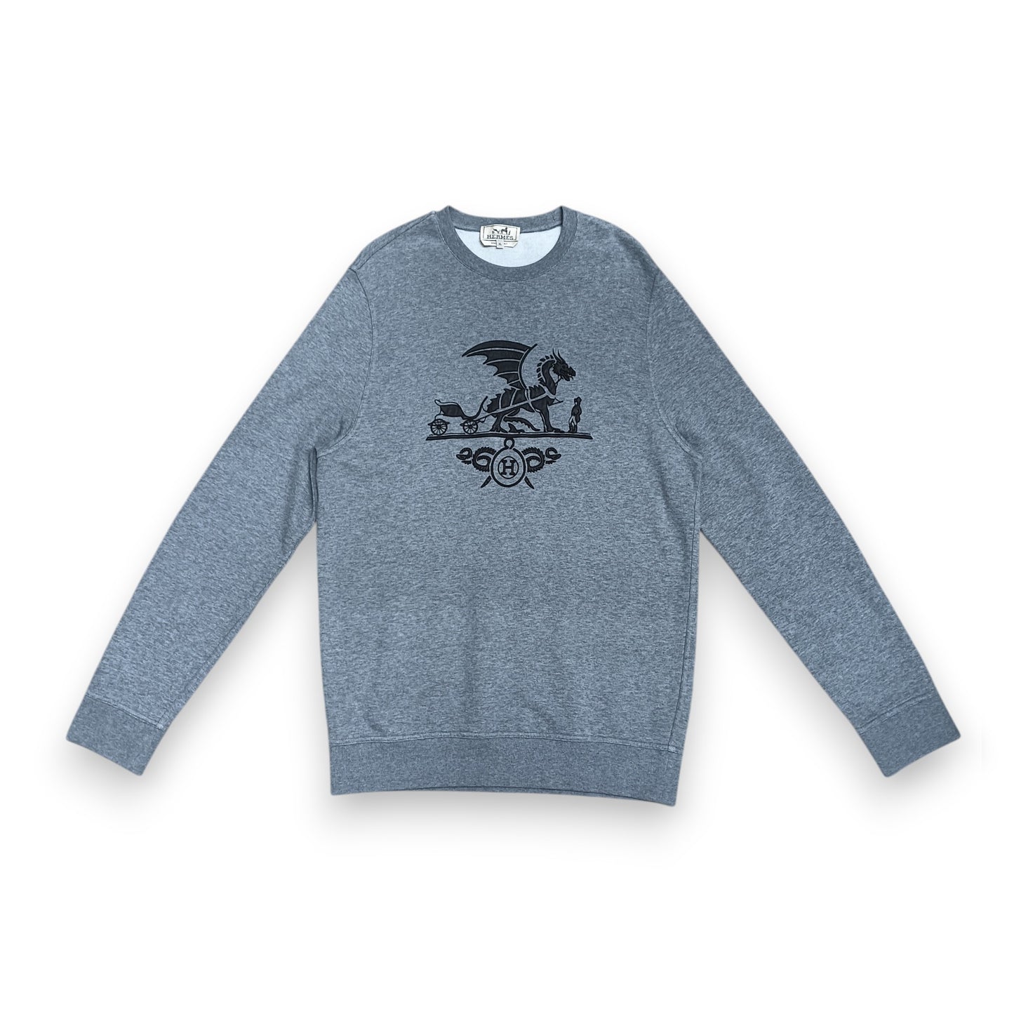 HERMES Long-sleeved T-shirt Size XL Mens Gray Rank (B) Stain