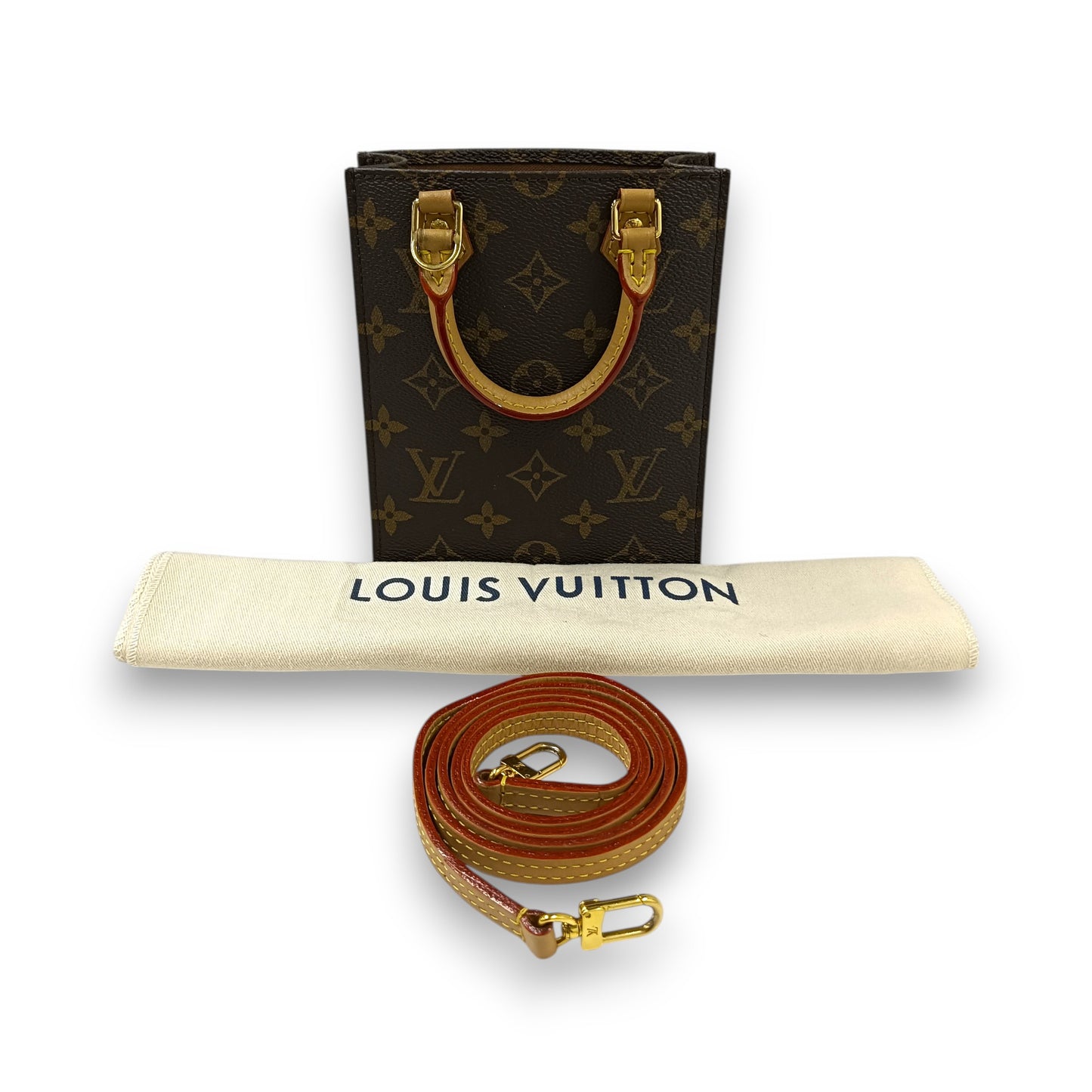 LOUIS VUITTON Patit Sac plat Monogram M81295 Rank (B) Brown Scratch/Stain NFC Pe