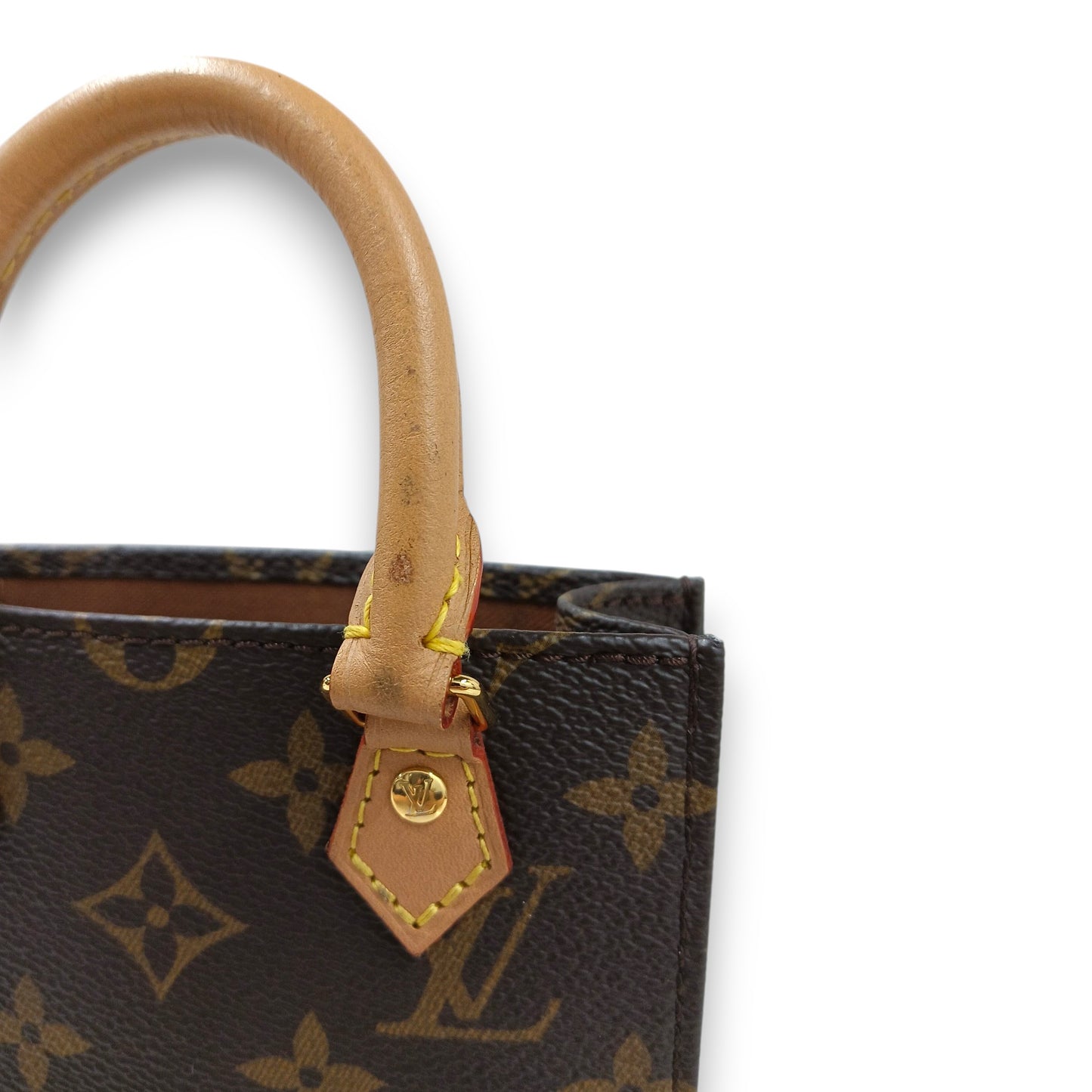 LOUIS VUITTON Patit Sac plat Monogram M81295 Rank (B) Brown Scratch/Stain NFC Pe
