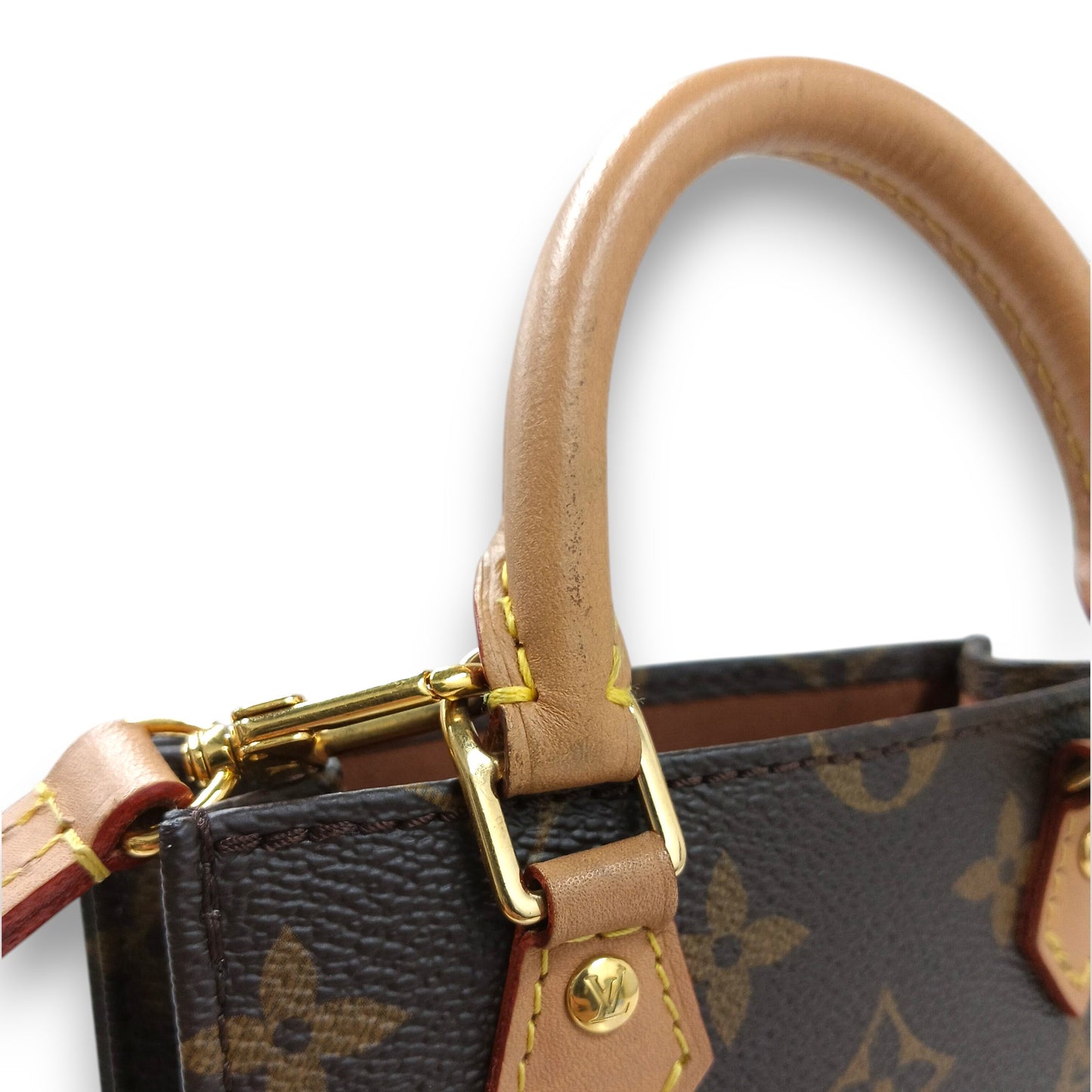 LOUIS VUITTON Patit Sac plat Monogram M81295 Rank (B) Brown Scratch/Stain NFC Pe