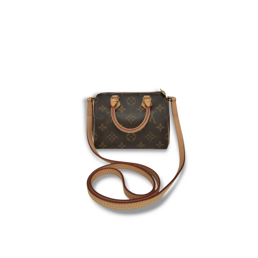 LOUIS VUITTON 2WAY SHOULDER BAG M61252 BROWN TY2270 NANO SPEEDY RANK (A)