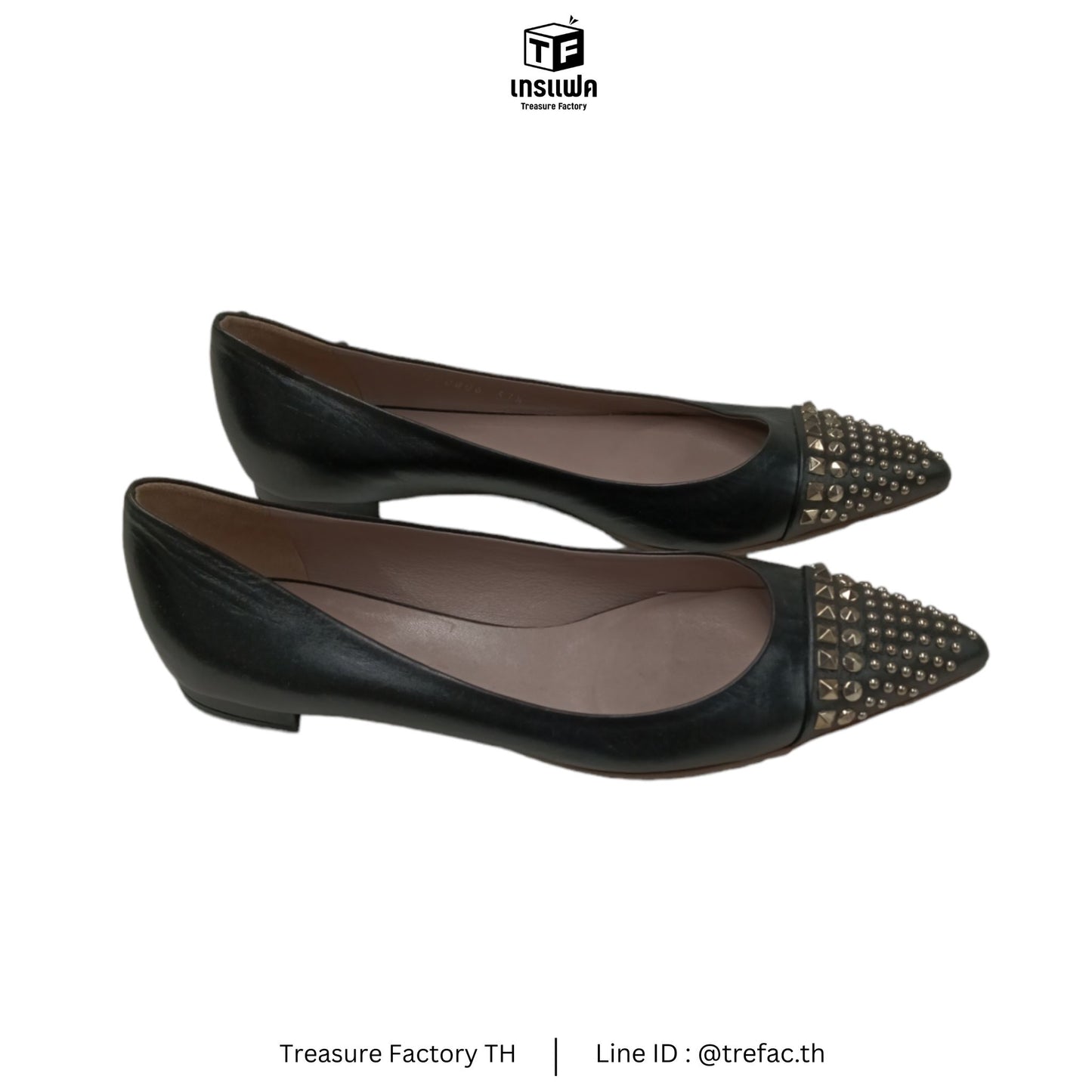 GUCCI Flat Shoes 37.5 Black/silver Rank A