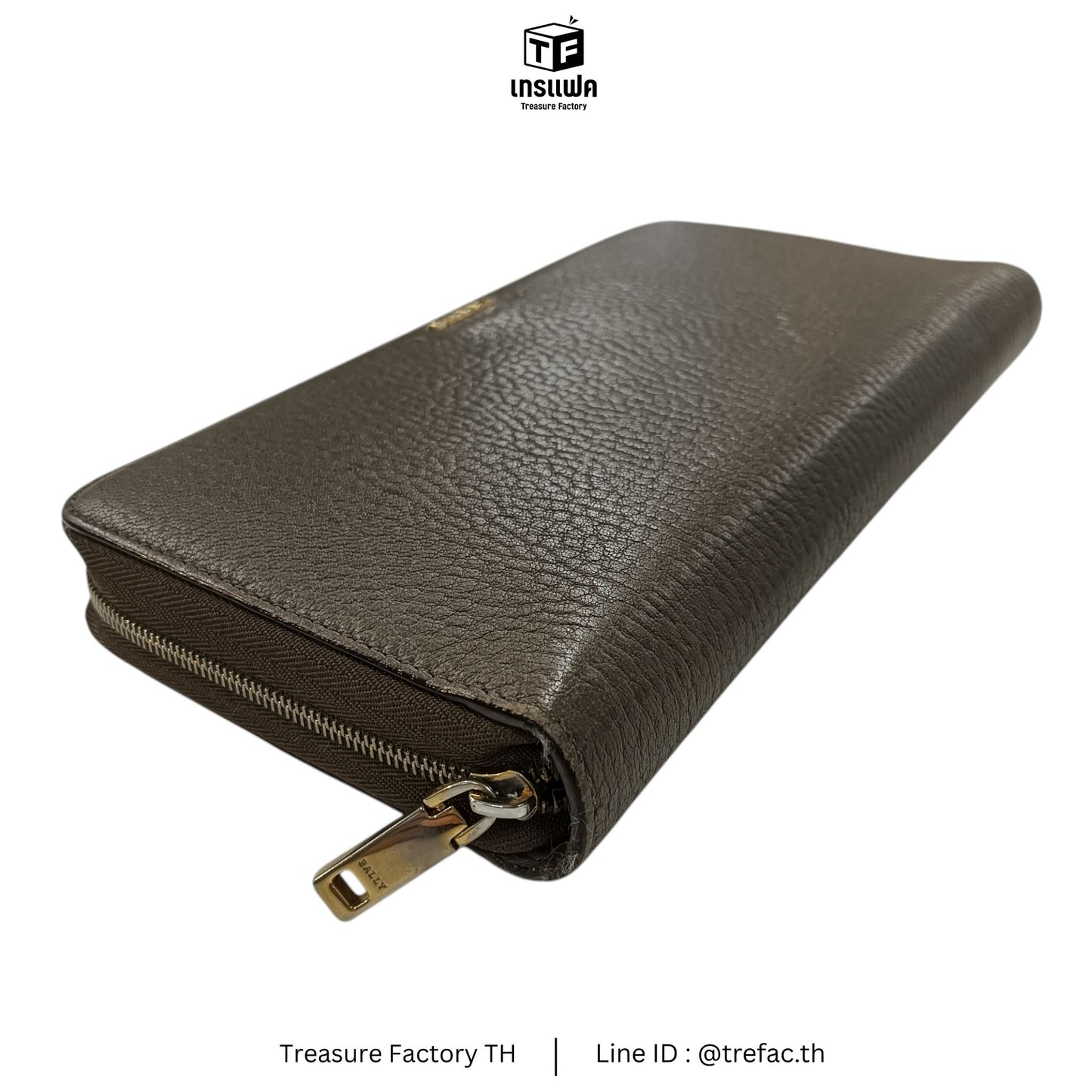 BALLY Long Wallet Gray Round Zip