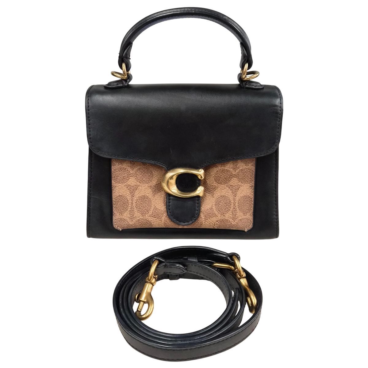 COACH Shoulder Bag 870 Black And Brown Rank(B) Stain