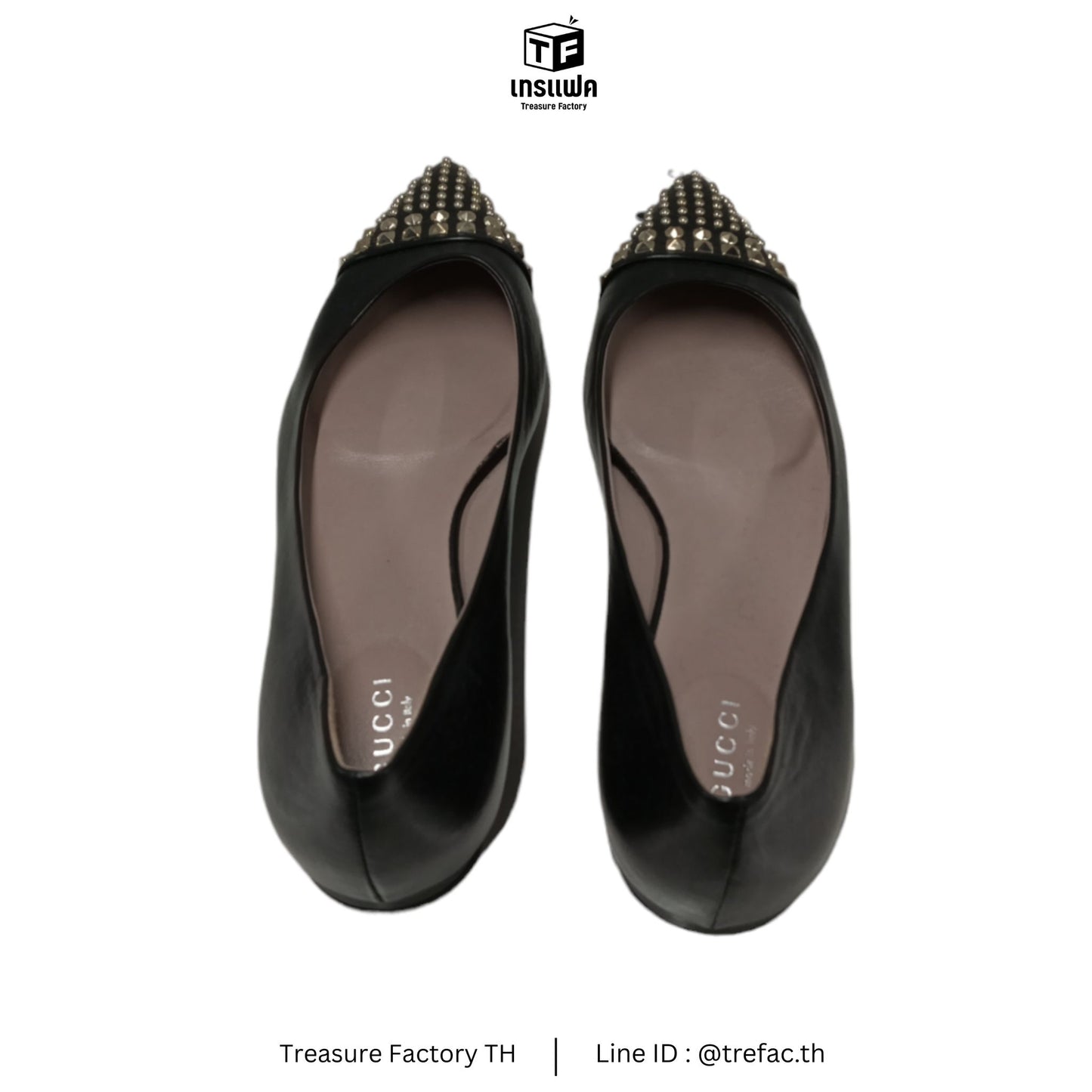 GUCCI Flat Shoes 37.5 Black/silver Rank A