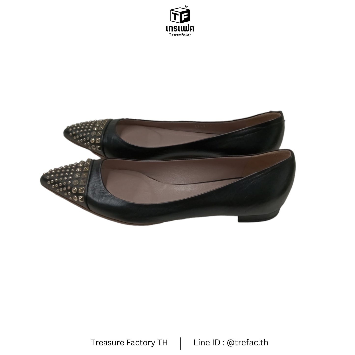 GUCCI Flat Shoes 37.5 Black/silver Rank A