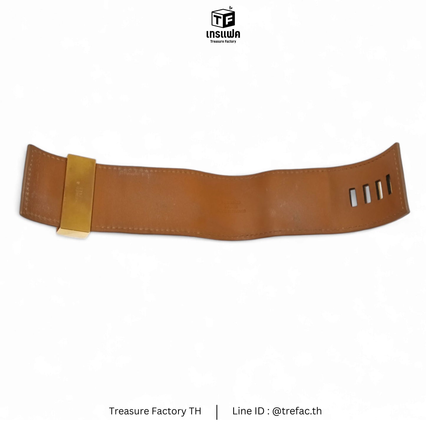 HERMES Bracelet T NM 004 Collier Beige/Gold *Stain* Rank B