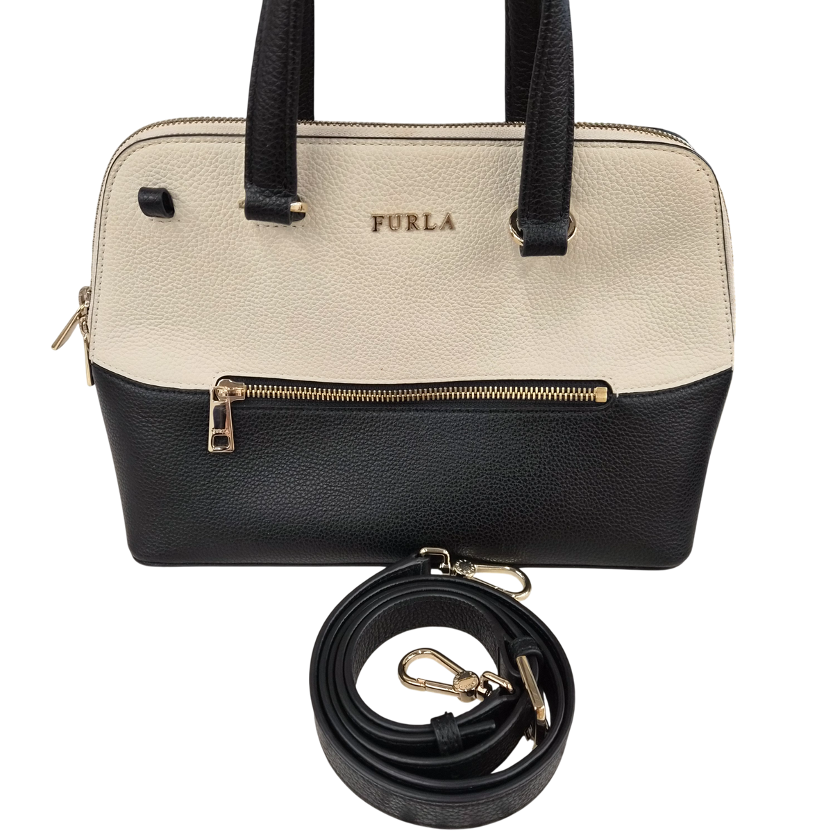 FURLA 2WAY Bag 25058 1018071 Ivory And Navy Rank(B) Stain