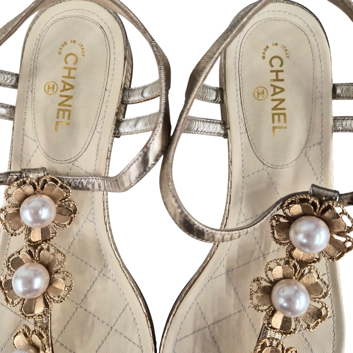 CHANEL Sandal SIZE 37 Lady's Gold Rank(B)