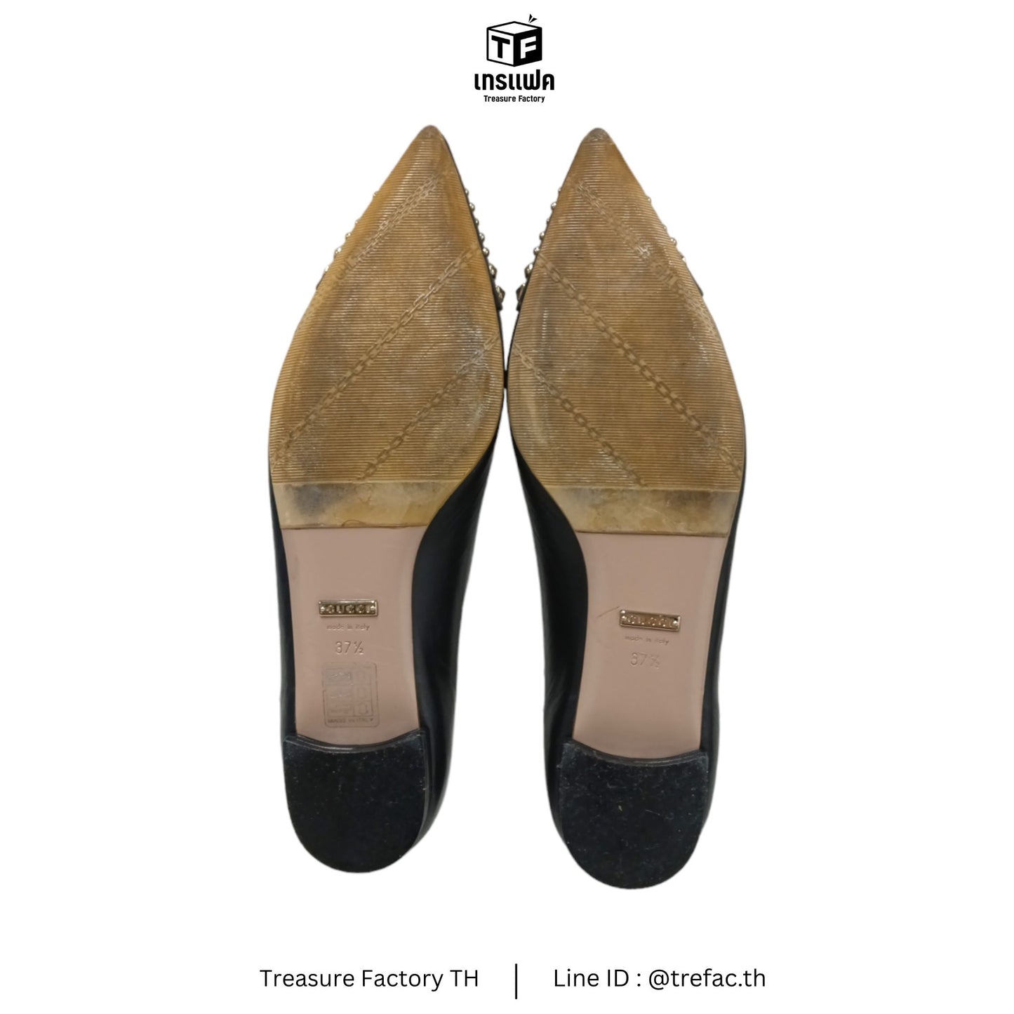 GUCCI Flat Shoes 37.5 Black/silver Rank A