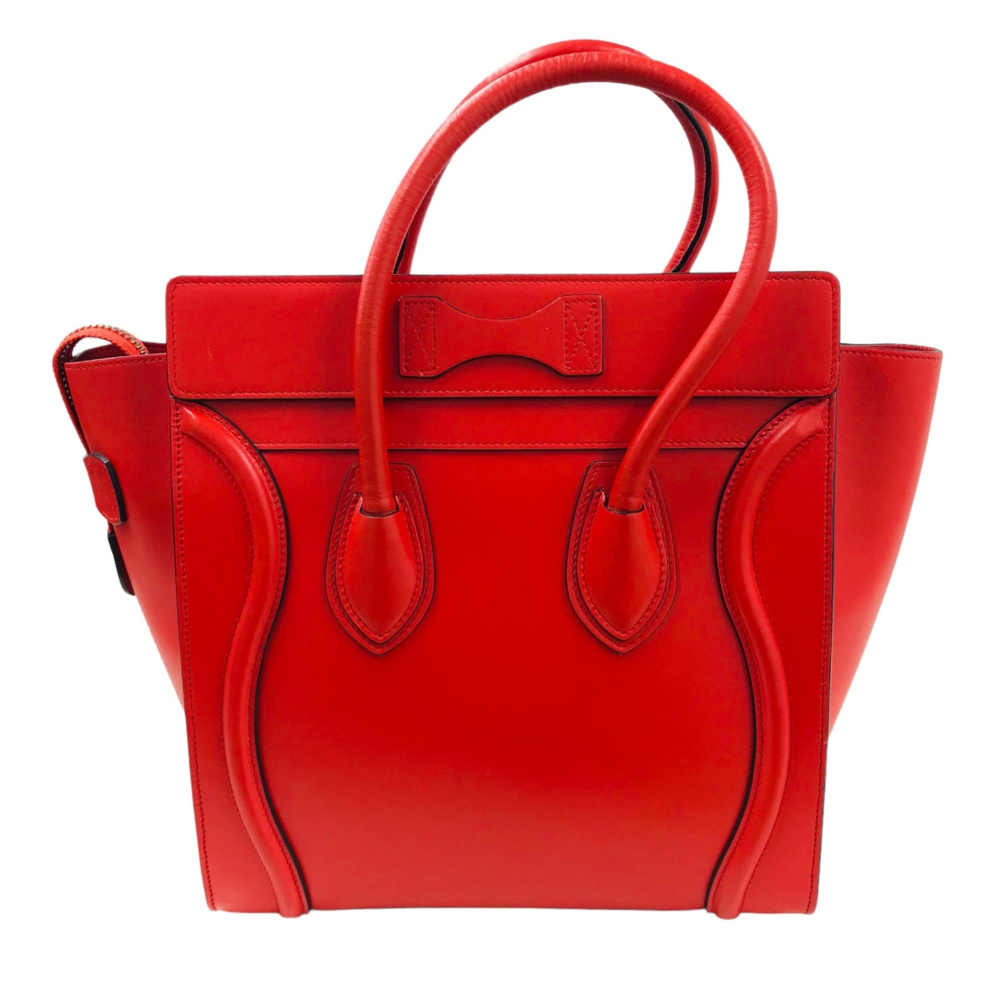 CELINE Handbag Luggage Micro Red U-GA-0014 *Scratch* Rank A