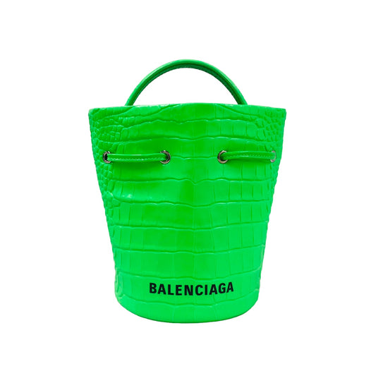 BALENCIAGA 2Way Bag Everyday Bucket Yellowish Green Rank B