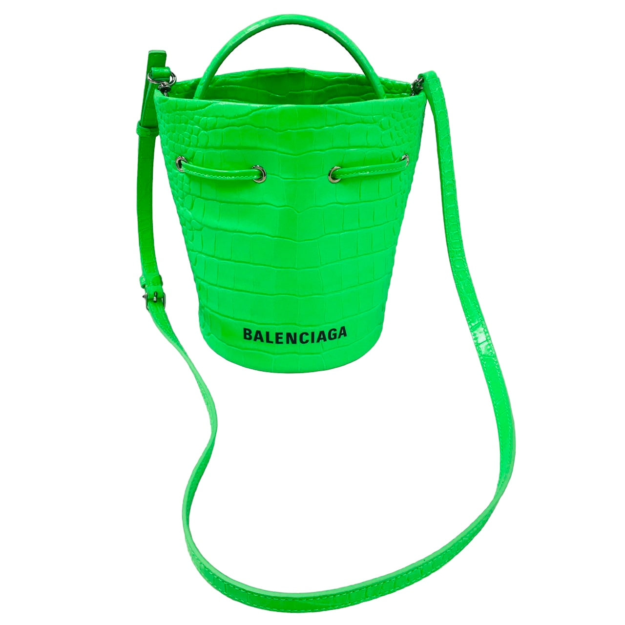 BALENCIAGA 2Way Bag Everyday Bucket Yellowish Green Rank B