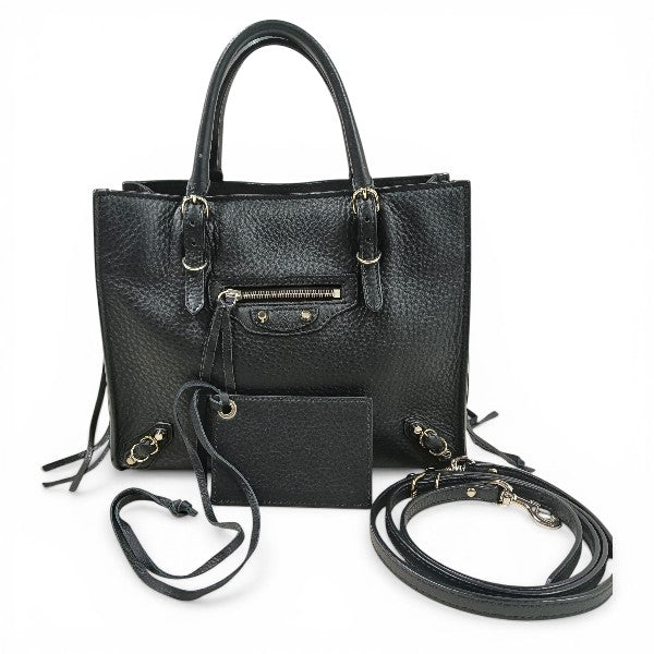 BALENCIAGA 2WAY Bag Papier Mini A4 Zip A 358333 Rank (B) Black Damage 1000.W.002123