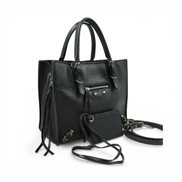 BALENCIAGA 2WAY Bag Papier Mini A4 Zip A 358333 Rank (B) Black Damage 1000.W.002123