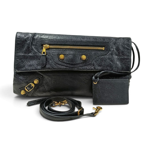 BALENCIAGA Shoulder Bag 43878 100 B 538735 Rank (B) Black/Gold Zip Damage