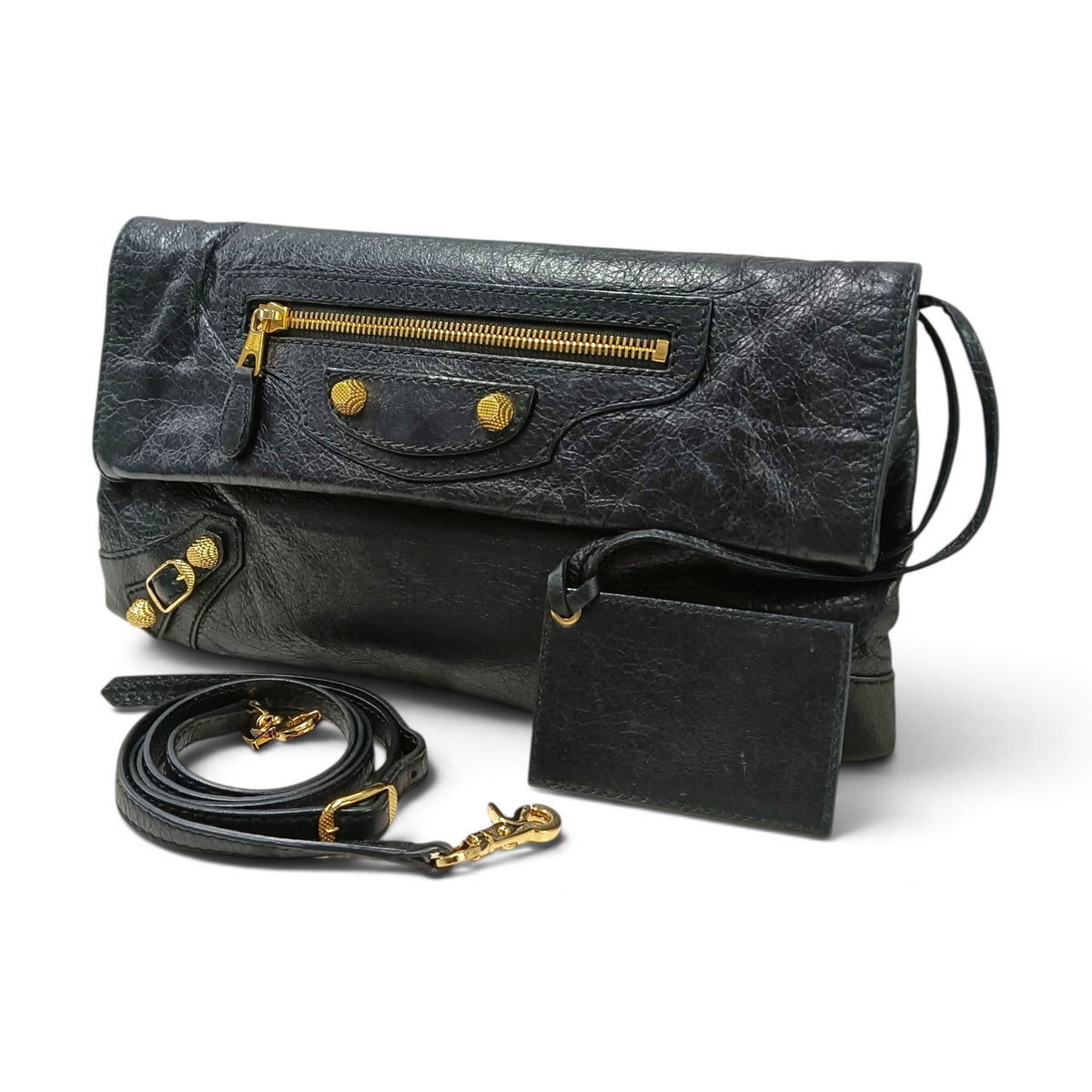 BALENCIAGA Shoulder Bag 43878 100 B 538735 Rank (B) Black/Gold Zip Damage