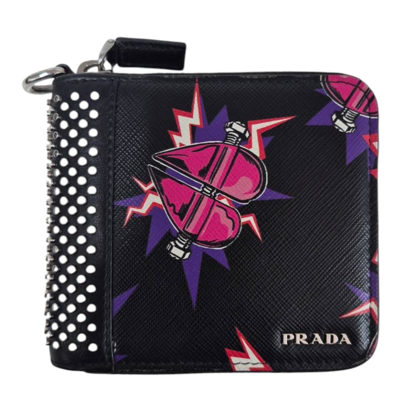 PRADA Coin Case 45514365 Black Frankenheart Saffiano
