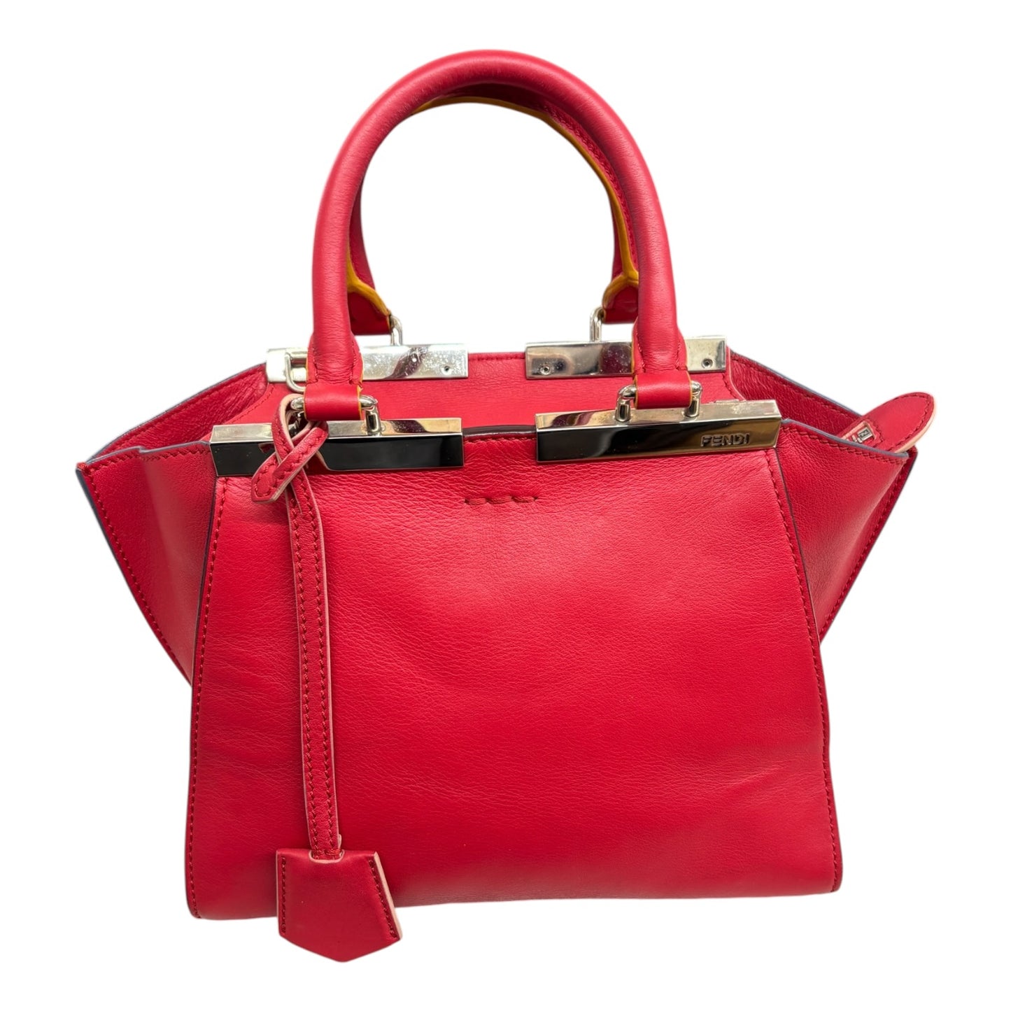 FENDI Tote Bag 8BH333 Red Damage No Shoulder Strap