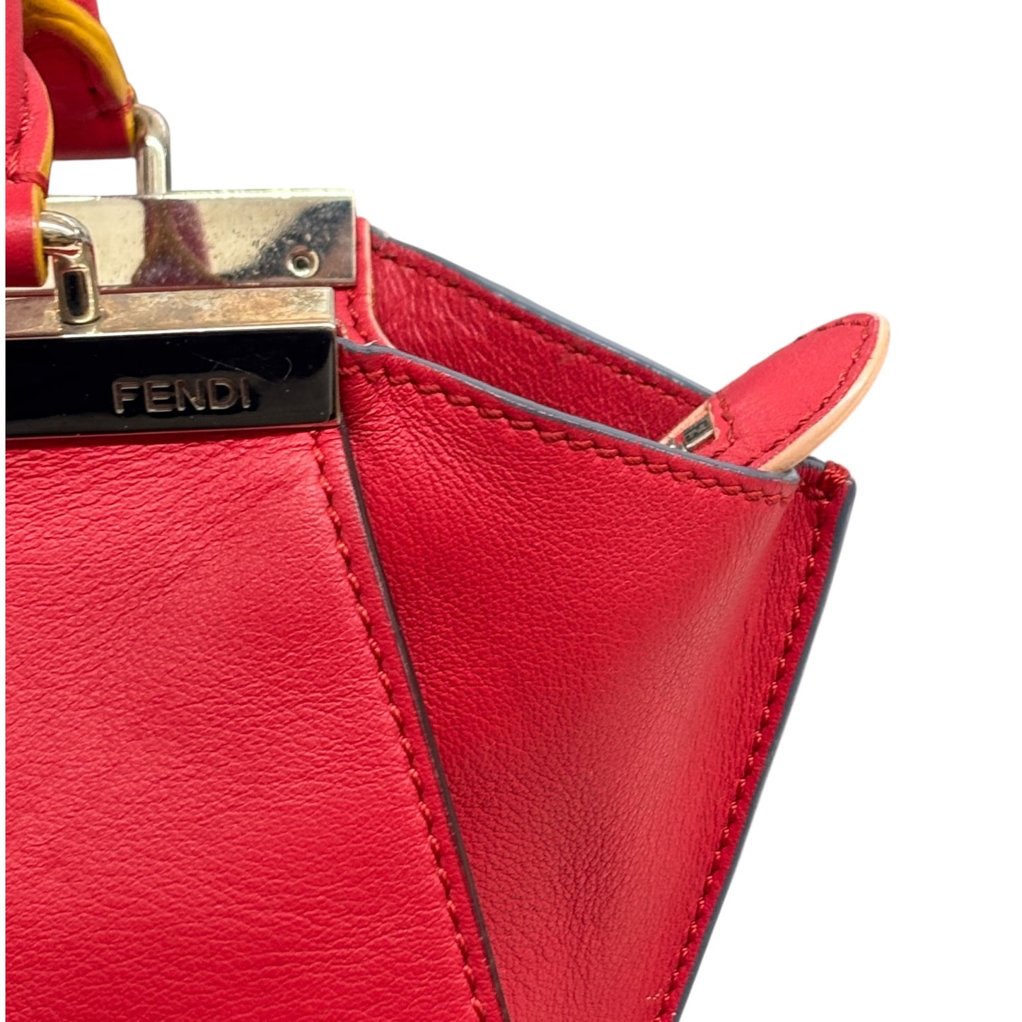 FENDI Tote Bag 8BH333 Red Damage No Shoulder Strap