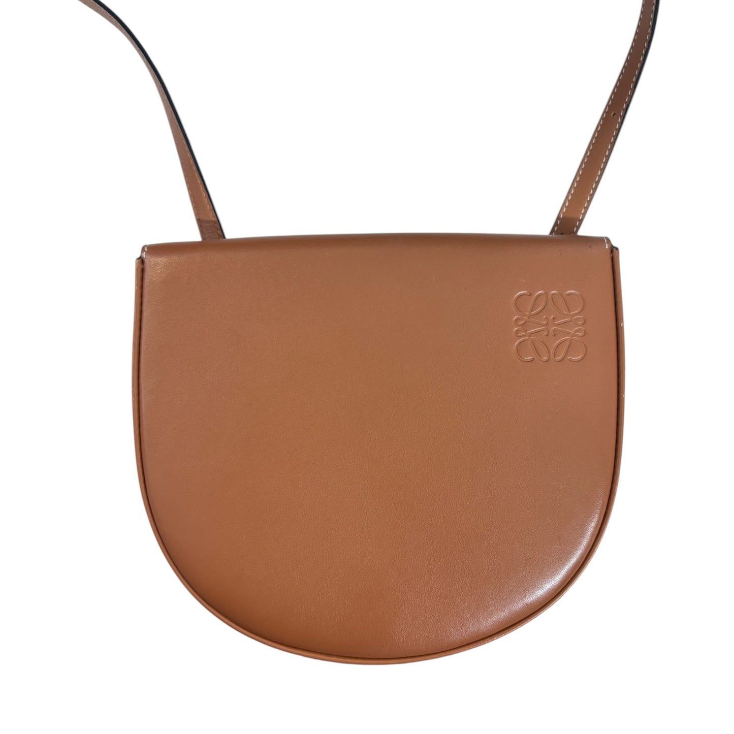 LOEWE Shoulder Bag 101914 Brown Mini Heel Pouch In Soft Calfskin Tan