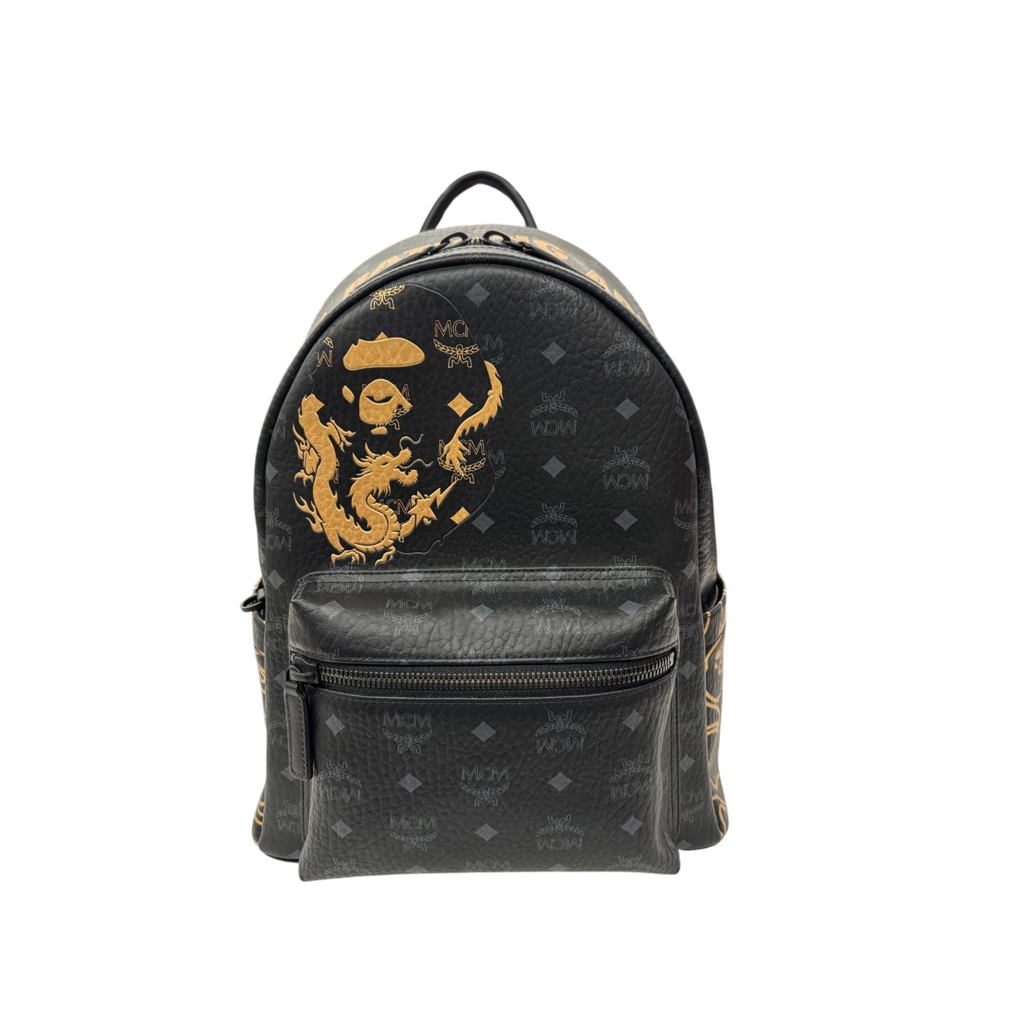 MCM Rucksack MMKESVE05BK001 Black / Gold Balo MCM  x Bape Stark LNY