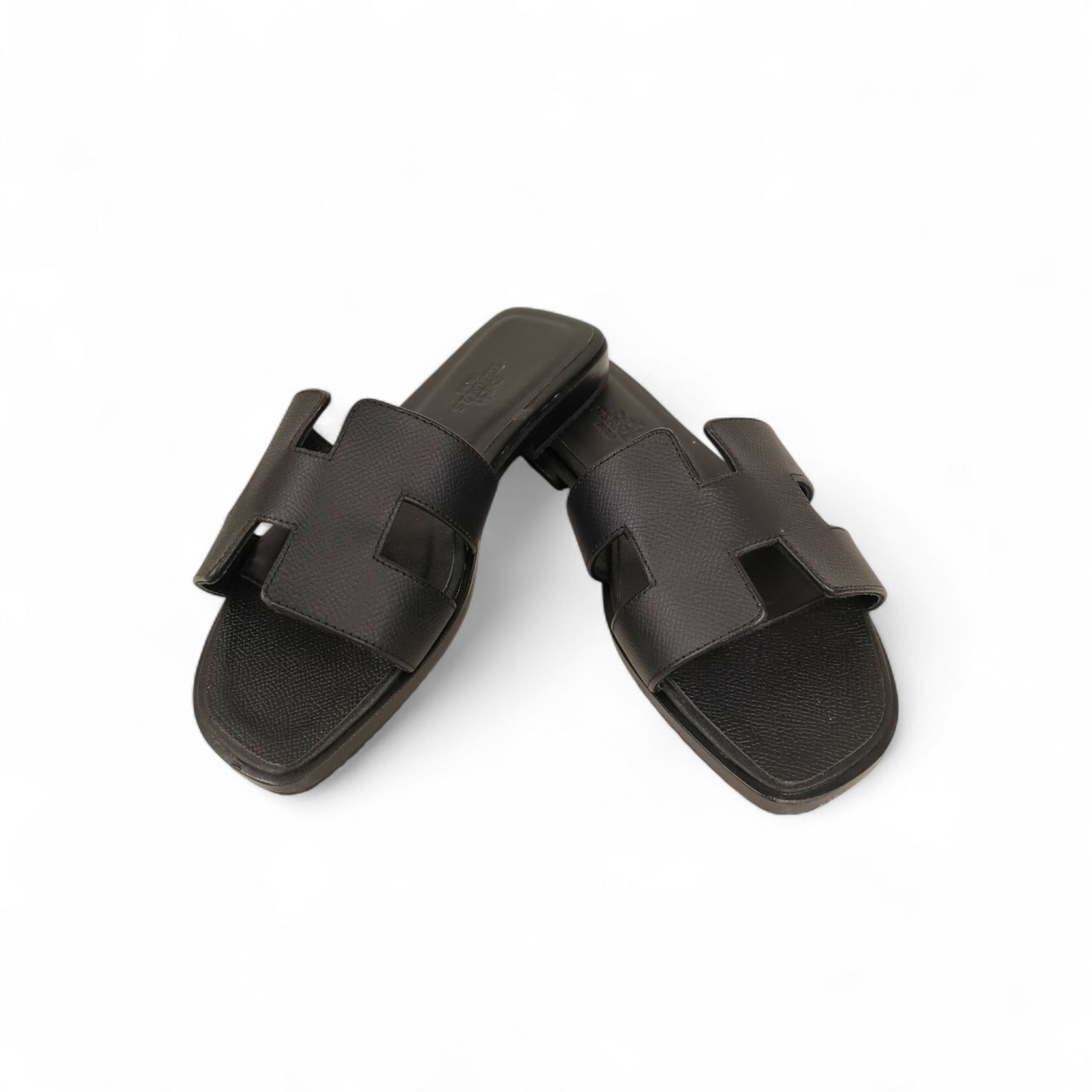 HERMES Sandal Size 35 Lady's Black ORAN HC 0210 *Stain* Rank B