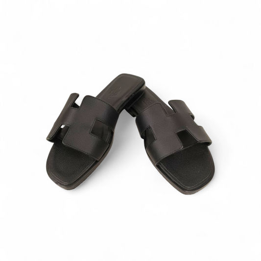 HERMES Sandal Size 35 Lady's Black ORAN HC 0210 *Stain* Rank B