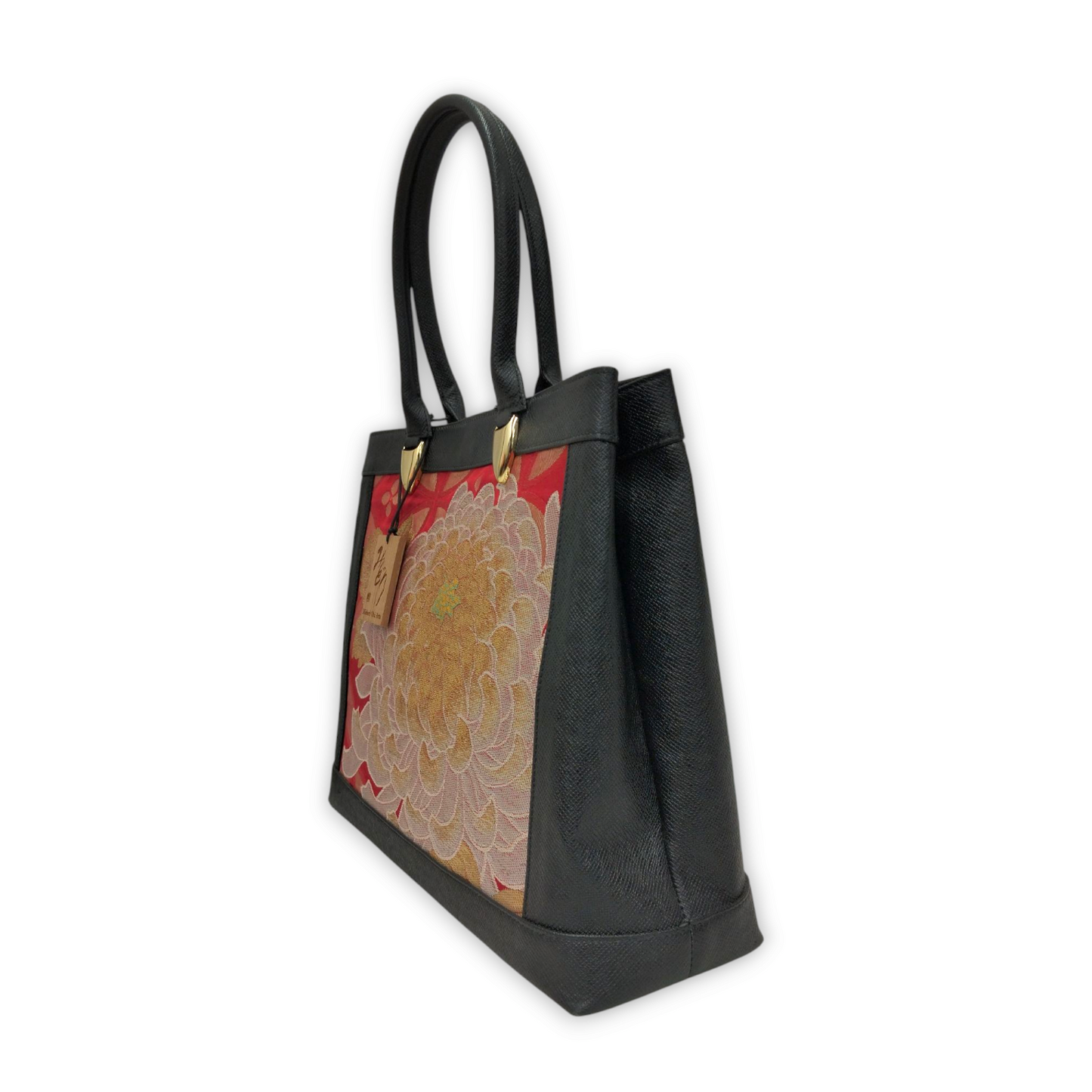 Midori Obi Arts Obi Remake Shoulder Bag Black/Red/Gold