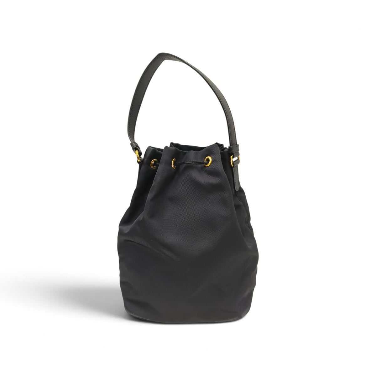 PRADA 2WAY Bag 1BH038 Black And Gold 42 Duet Re-Nylon bucket Rank B