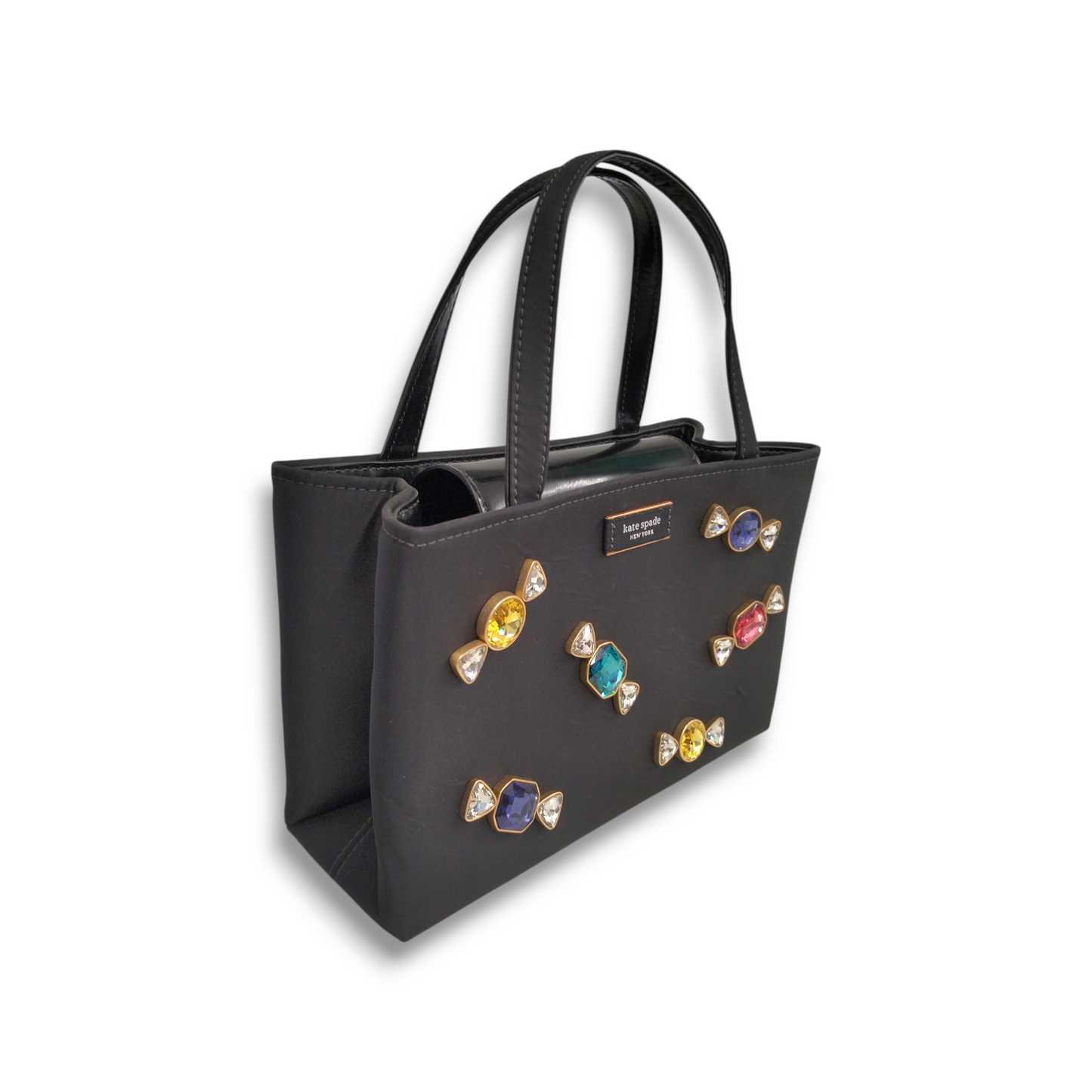 Kate Spade 2WAY Bag S338 Black Sam Icon Candy Gem Embellished Nylon Small Rank B