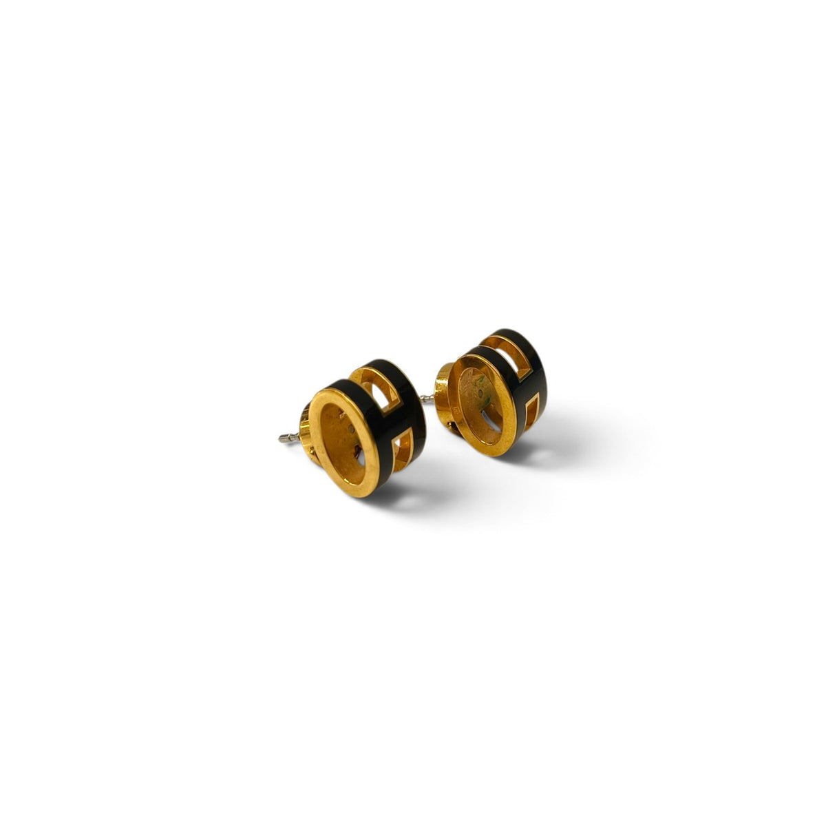 HERMES Earring Black Mini Pop H Rank B