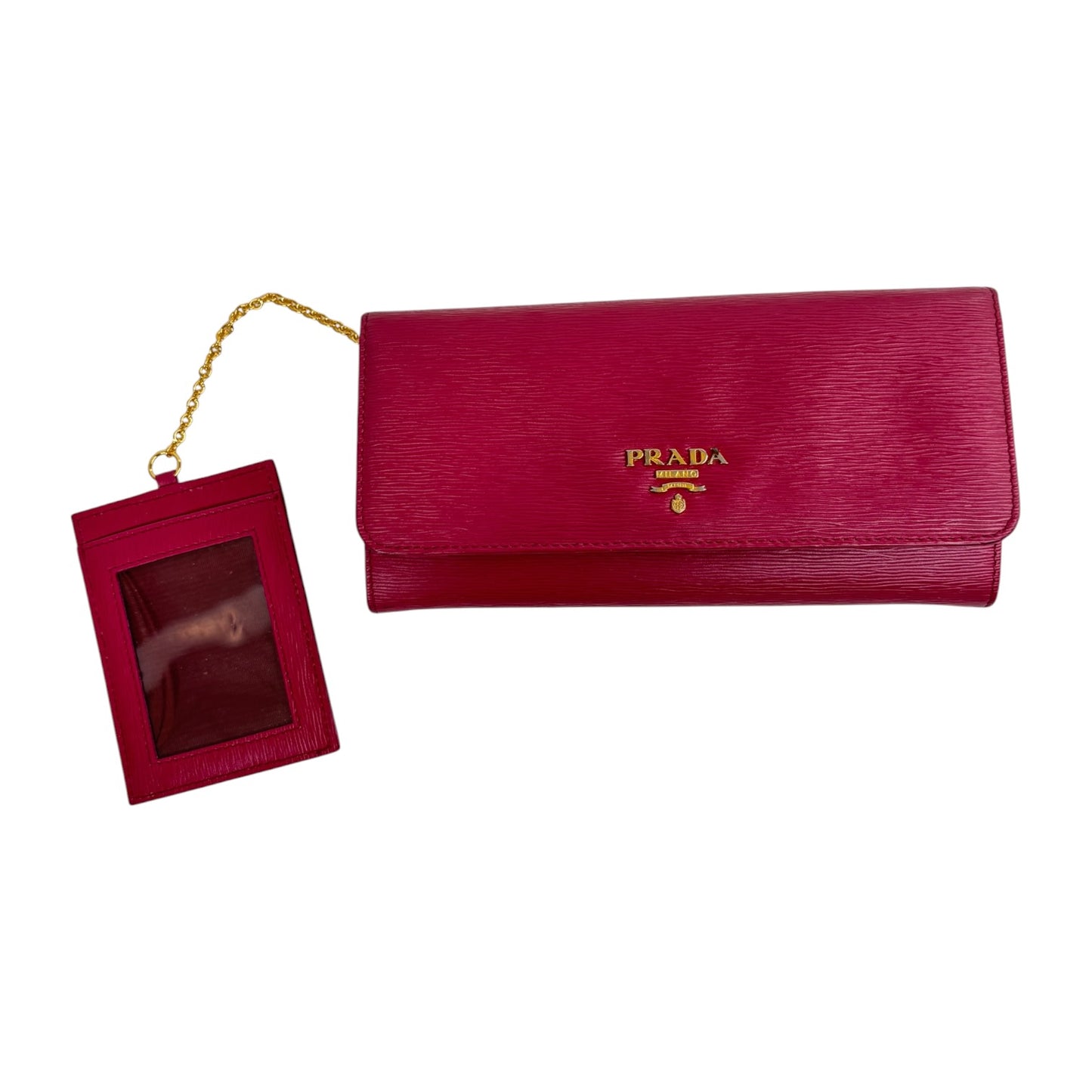 PRADA Long Wallet Shocking Pink With Card Case